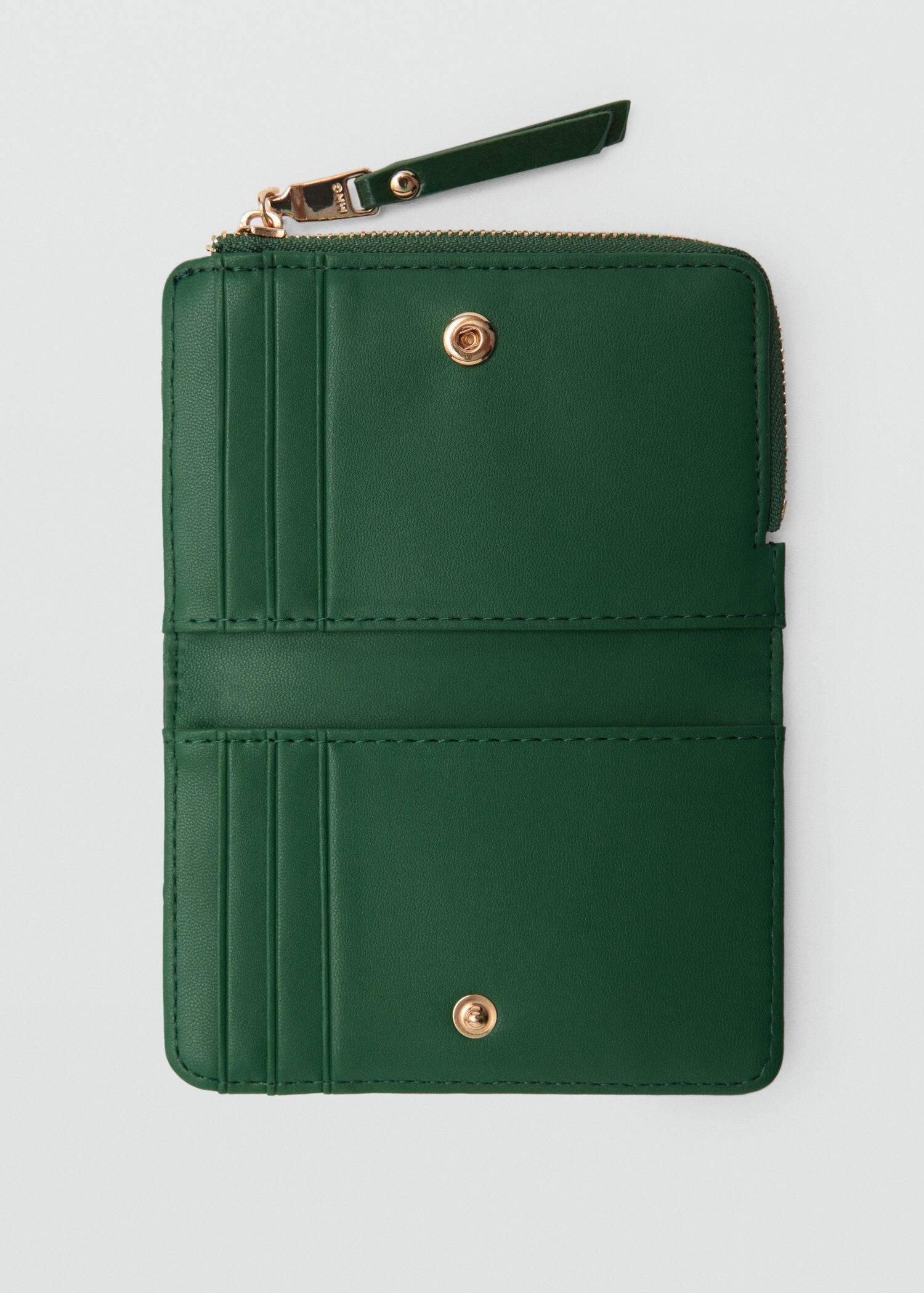 Green Wallet With Decorative Stitching, Green, large image number 0