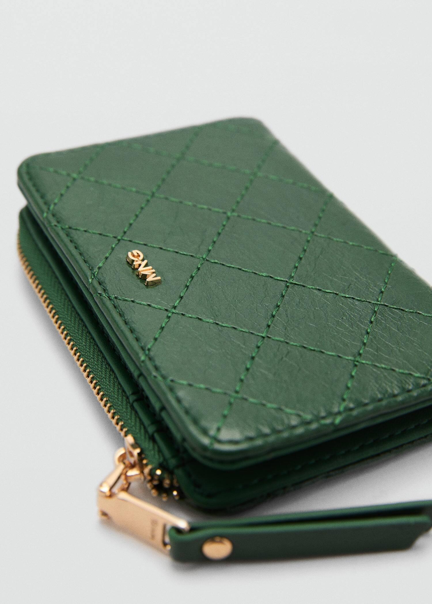 Green Wallet With Decorative Stitching, Green, large image number 1