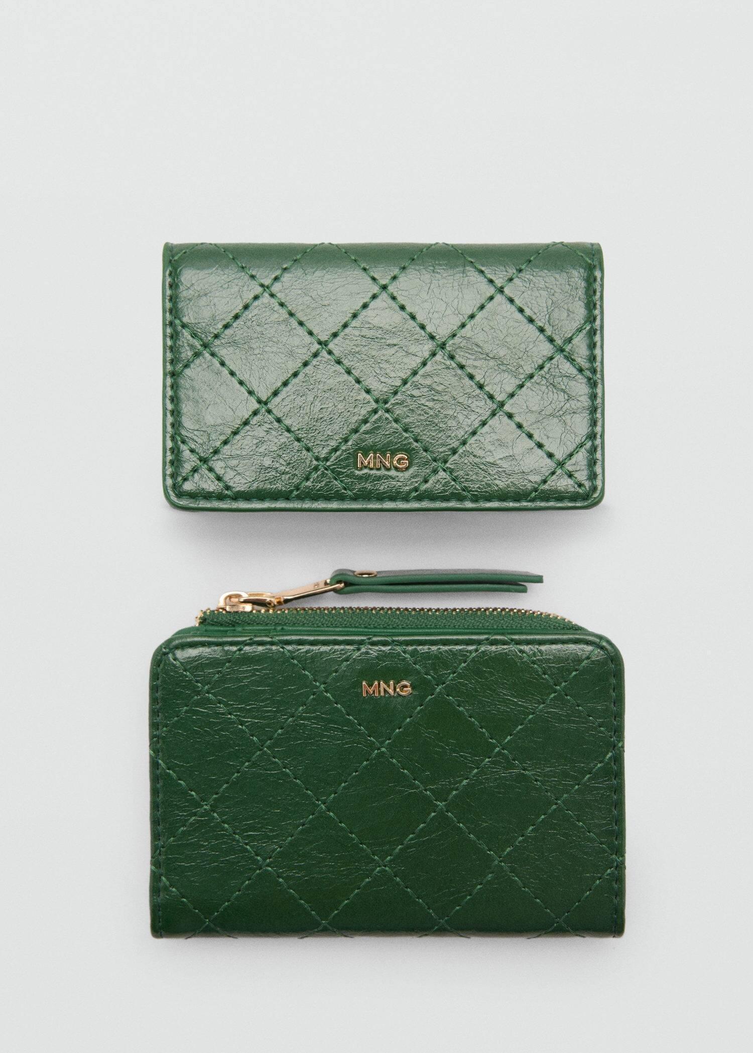 Green Wallet With Decorative Stitching, Green, large image number 4