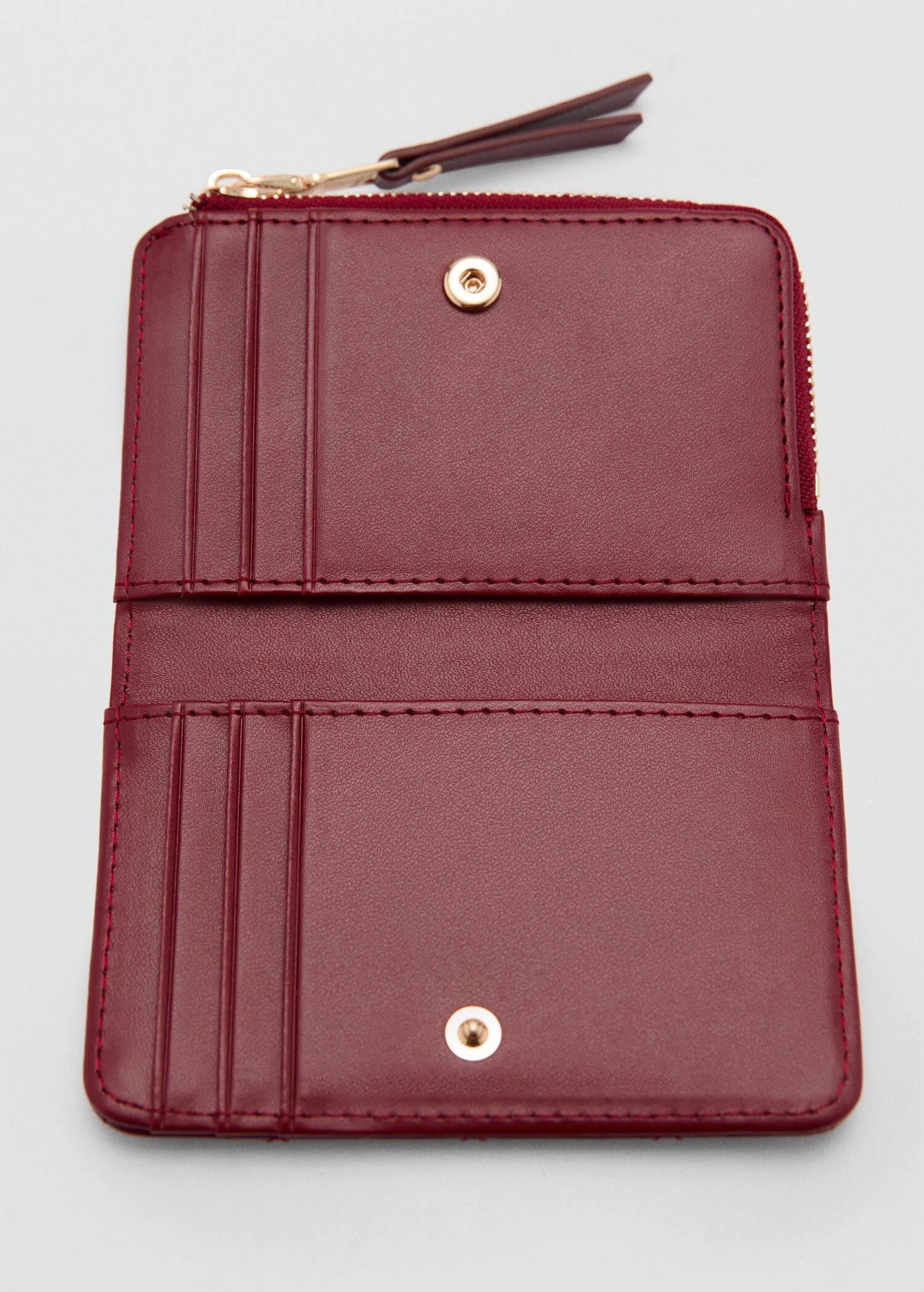 Red Wallet With Decorative Stitching, Dark Red, large image number 1