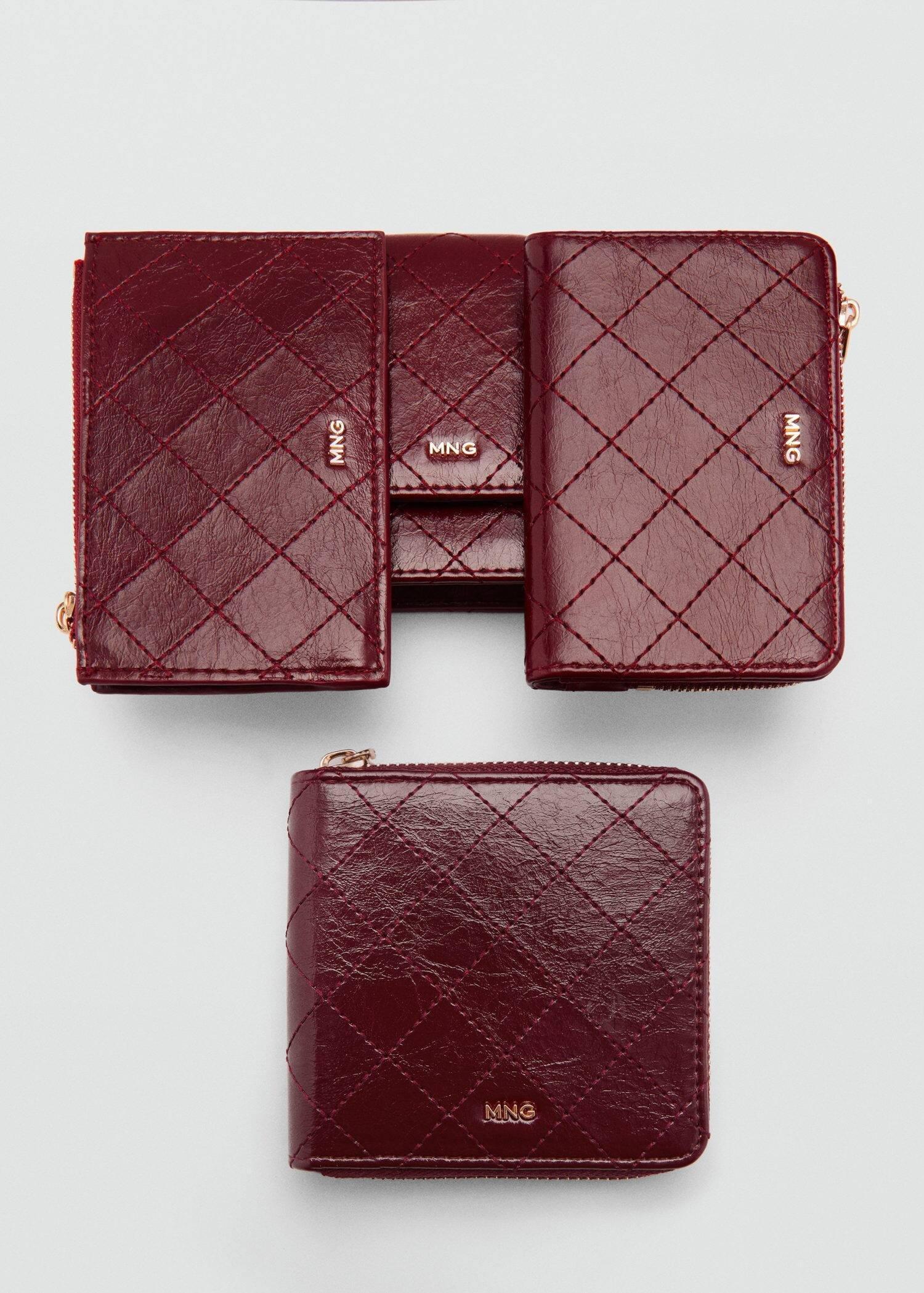 Red Wallet With Decorative Stitching, Dark Red, large image number 2