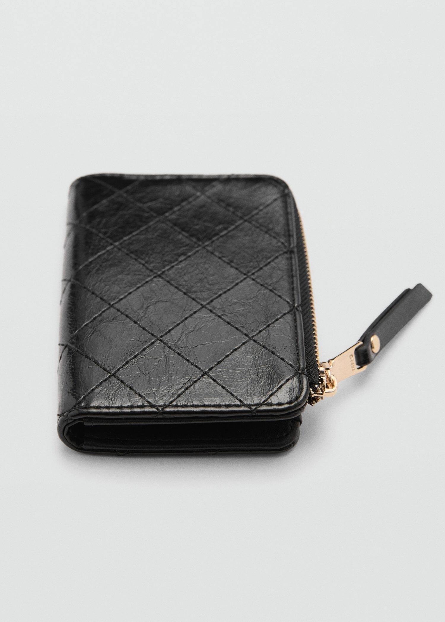 Black Wallet With Decorative Stitching, Black, large image number 0