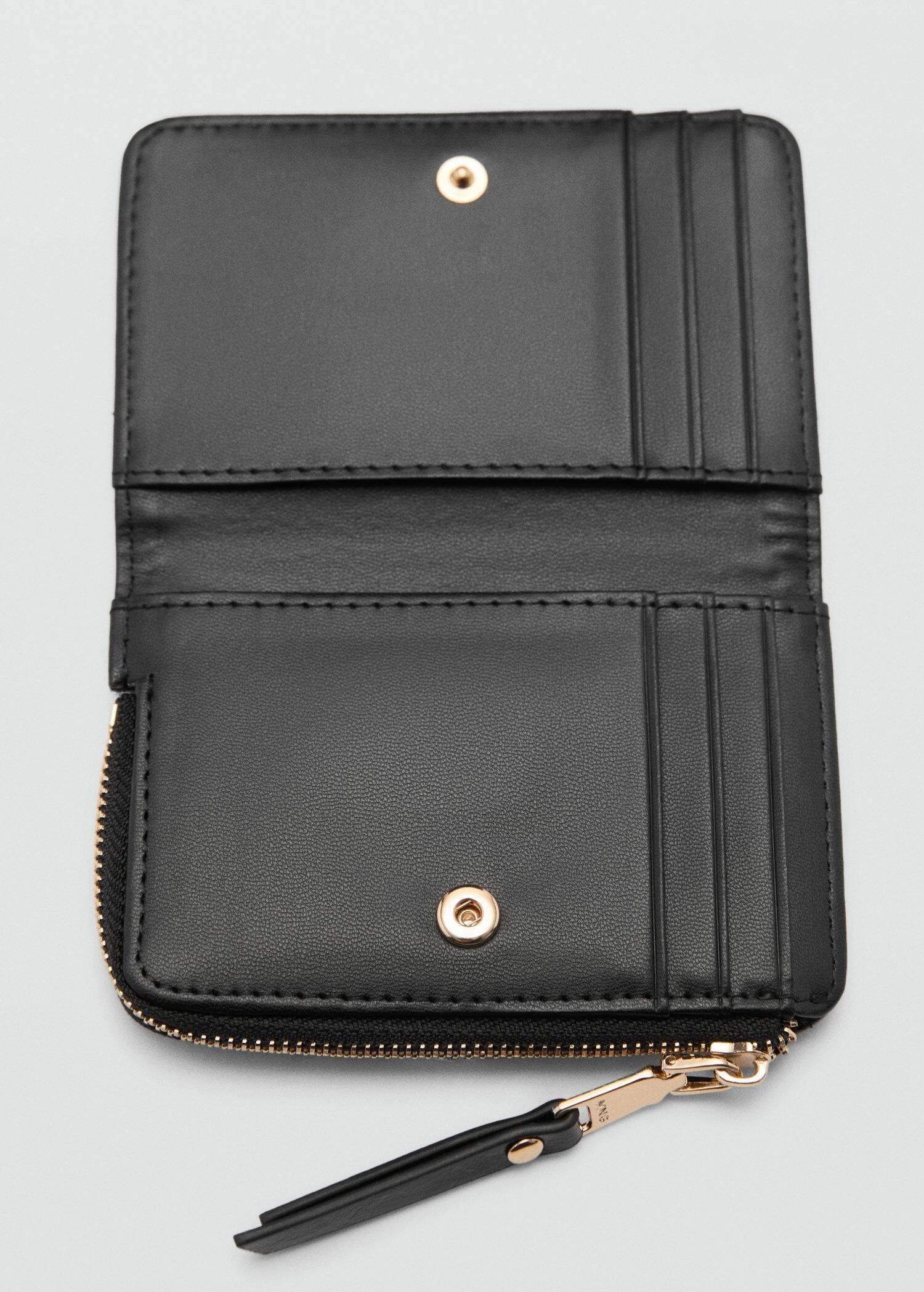 Black Wallet With Decorative Stitching, Black, large image number 1