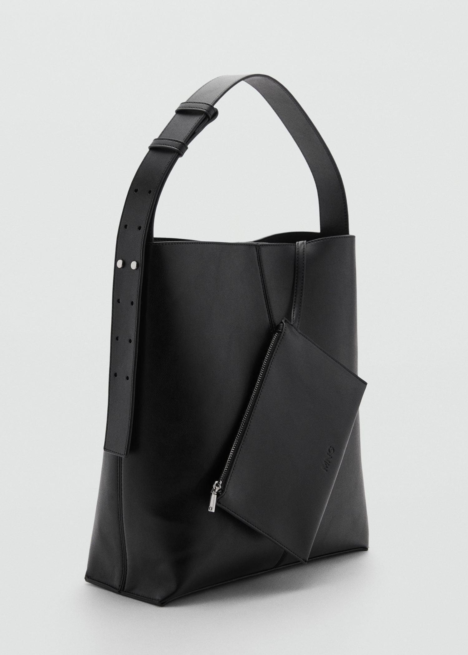 Black Short Handle Shopper Bag, Black, large image number 0