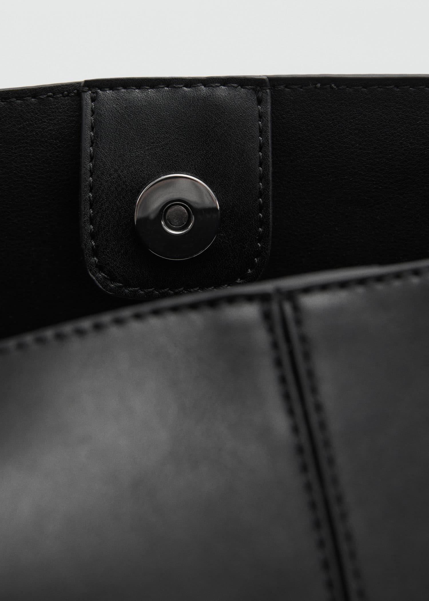 Black Short Handle Shopper Bag, Black, large image number 2