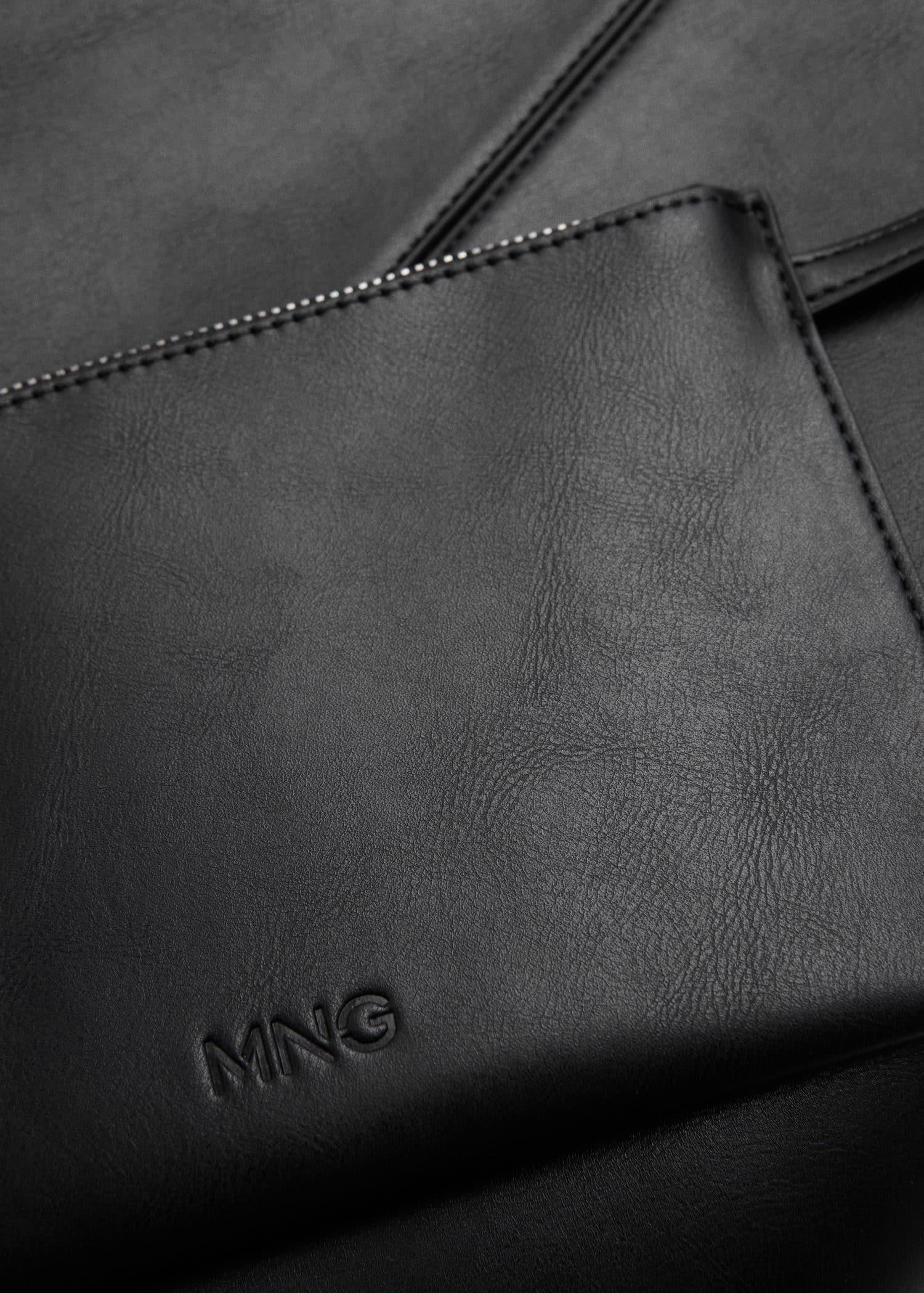 Black Short Handle Shopper Bag, Black, large image number 5