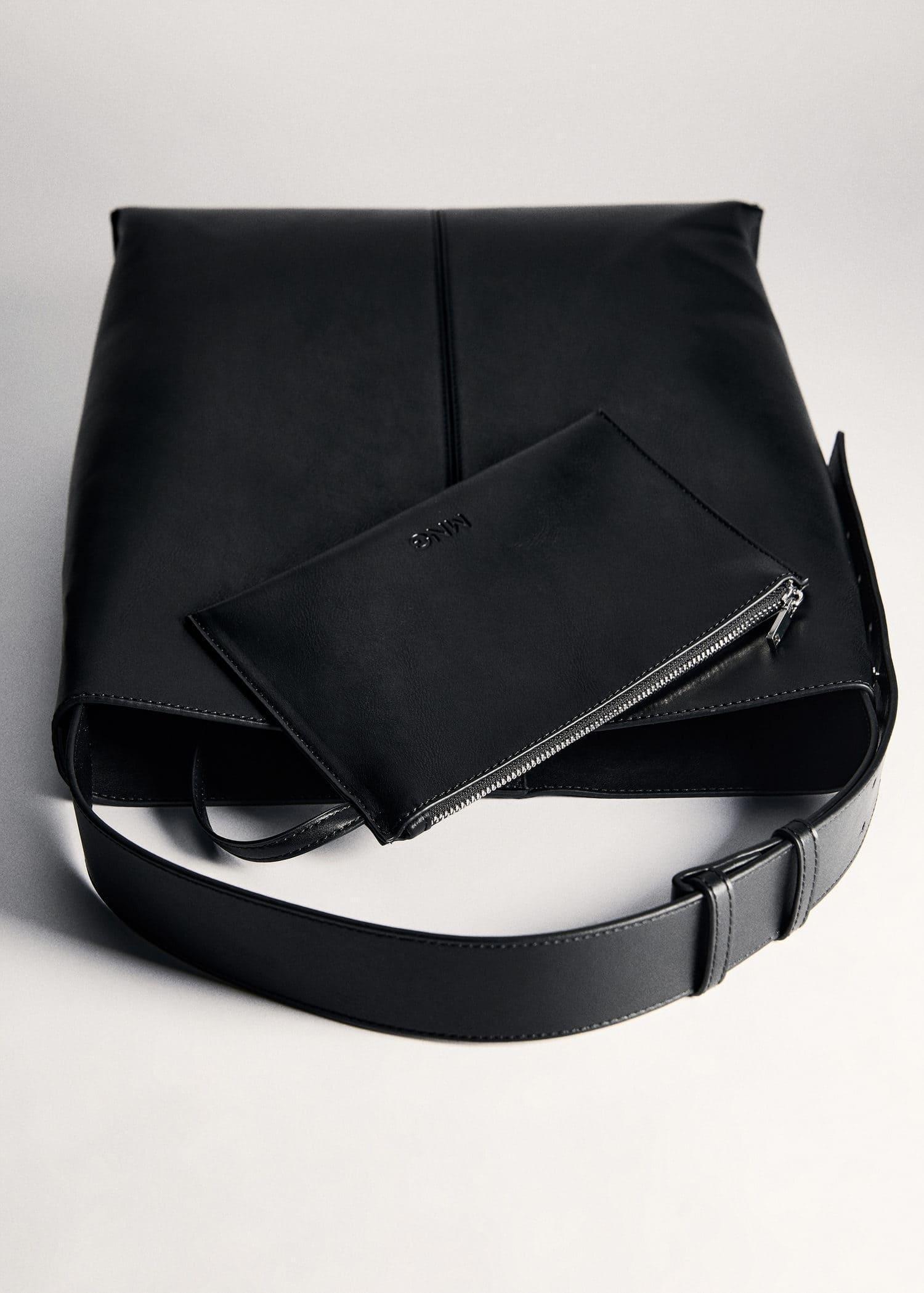Black Short Handle Shopper Bag, Black, large image number 6