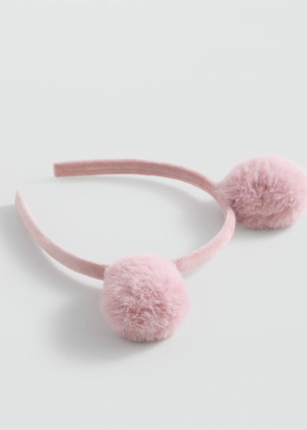 Pink Lt-Pastel Pompon Hairband, Kids Girl, Light-Pastel Pink, large image number 0