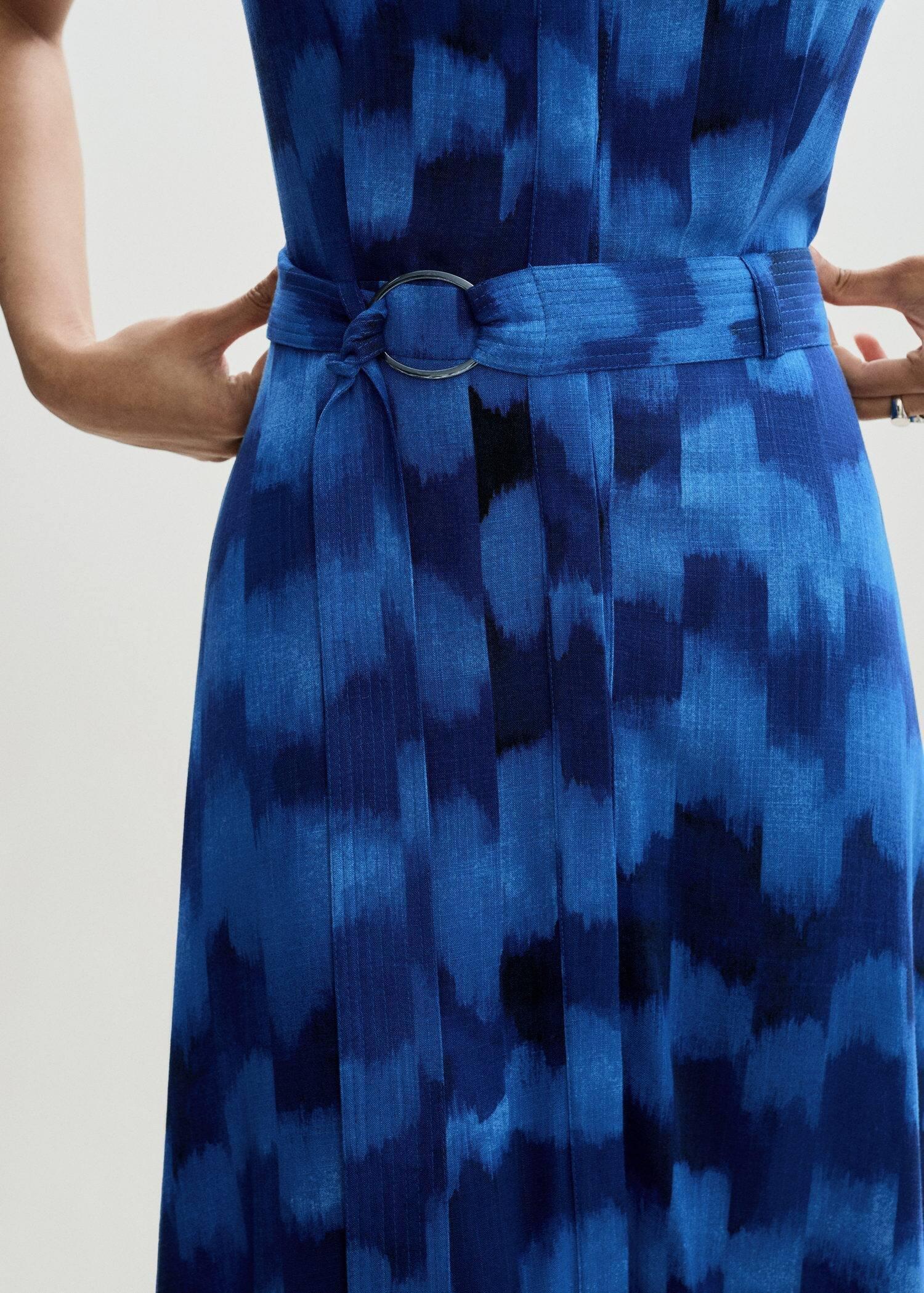 Blue Belt Printed Dress, , large image number 1