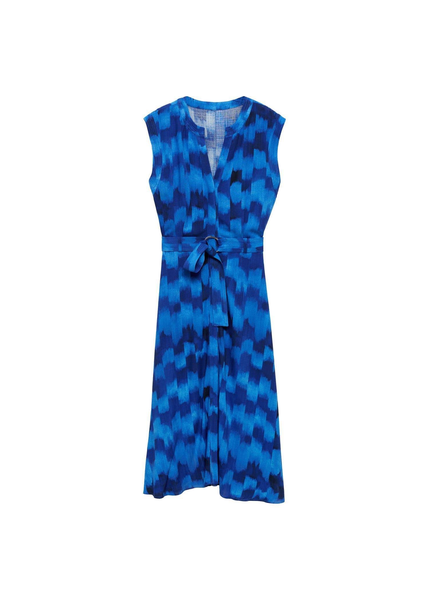 Blue Belt Printed Dress, , large image number 5