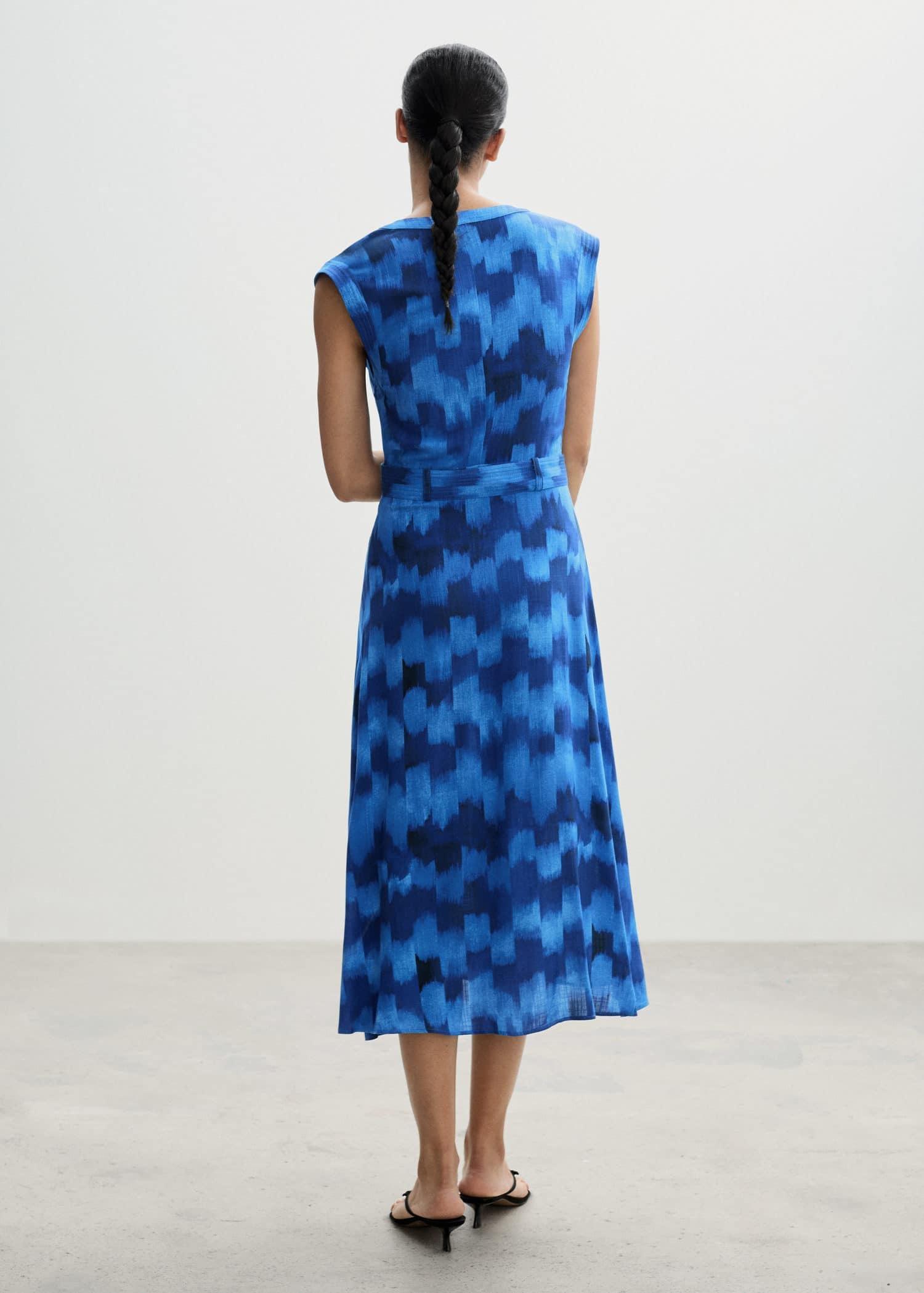 Blue Belt Printed Dress, , large image number 6