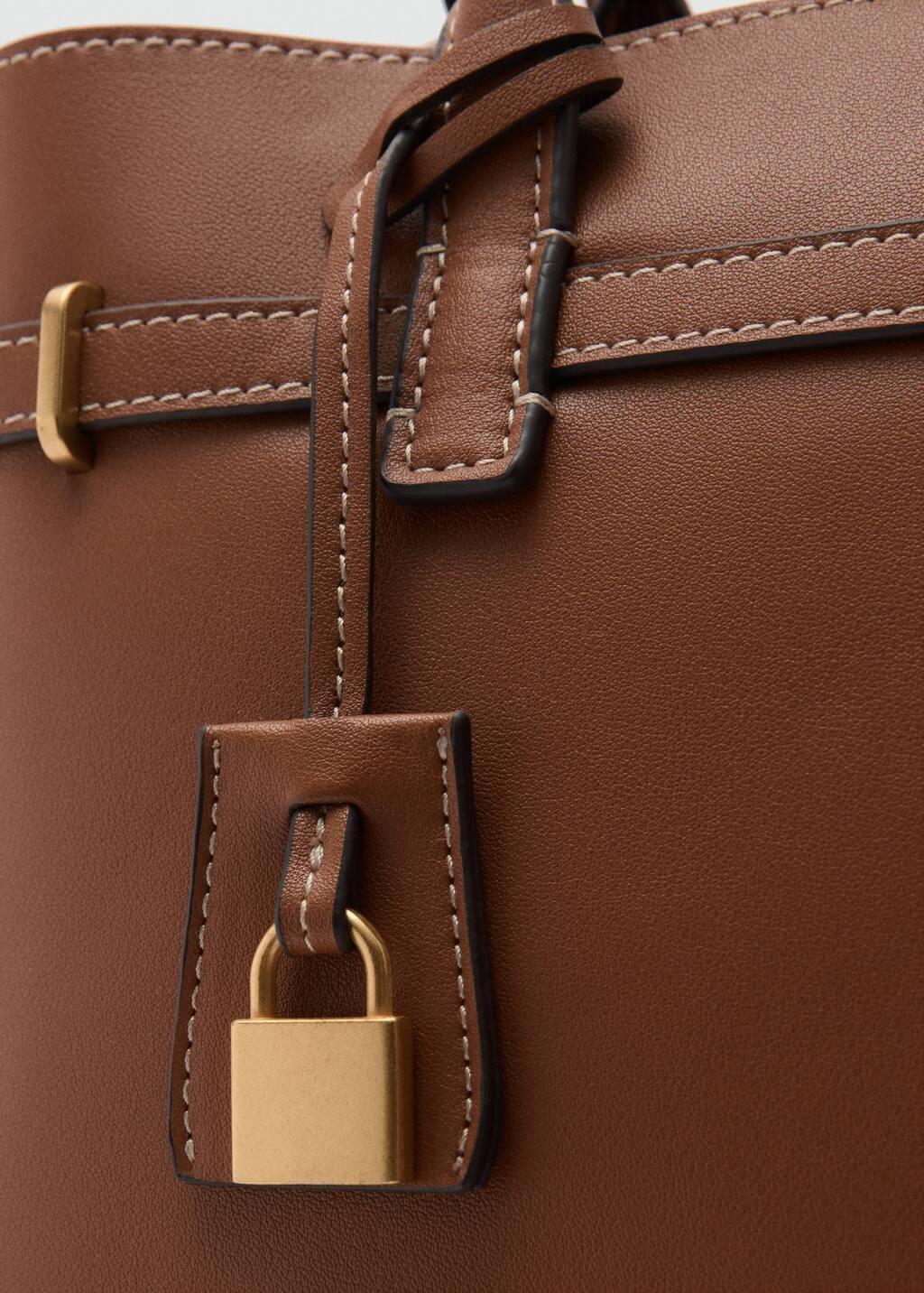 Brown Shopper Bag With Padlock, Medium Brown, large image number 2