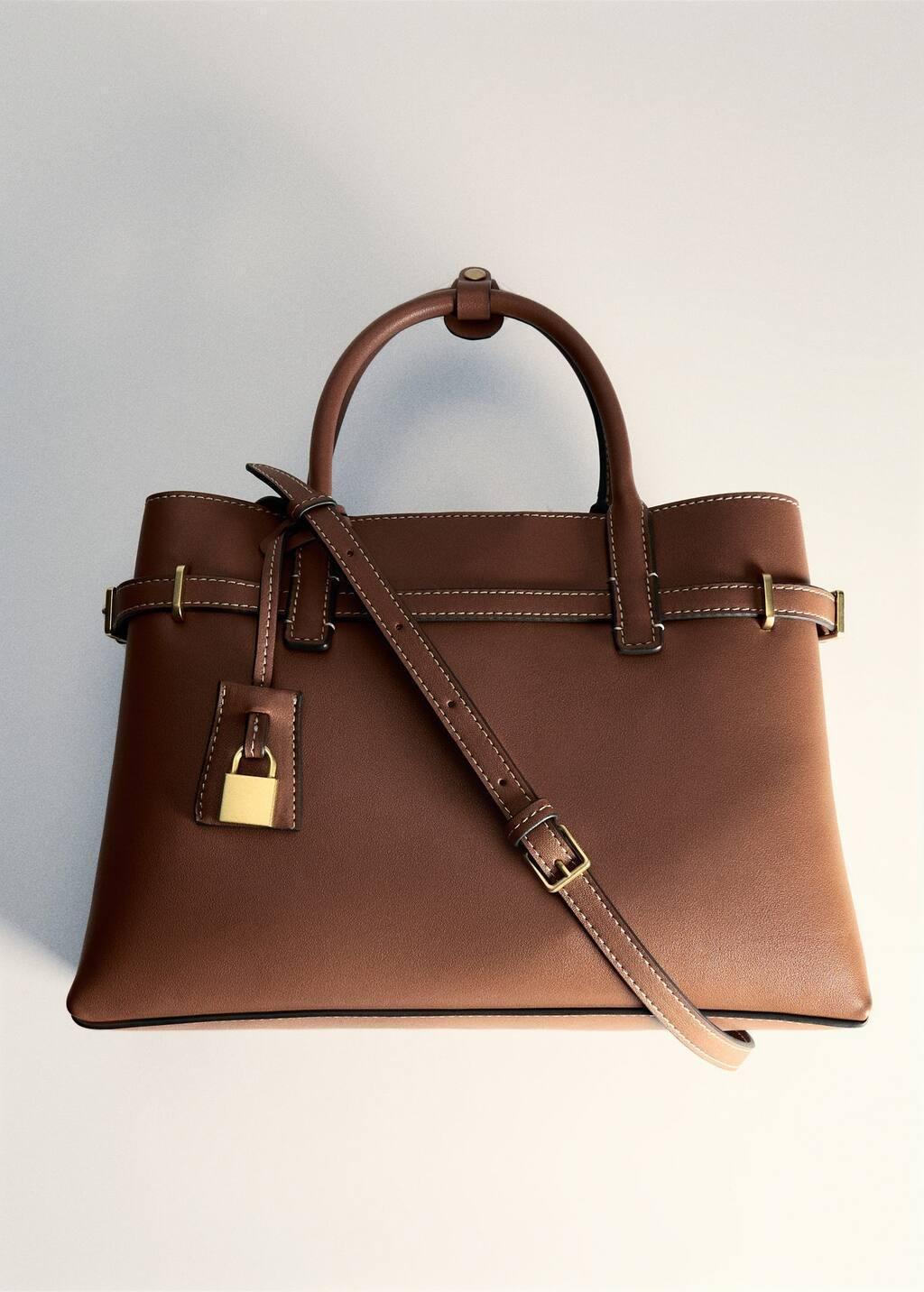 Brown Shopper Bag With Padlock, Medium Brown, large image number 5