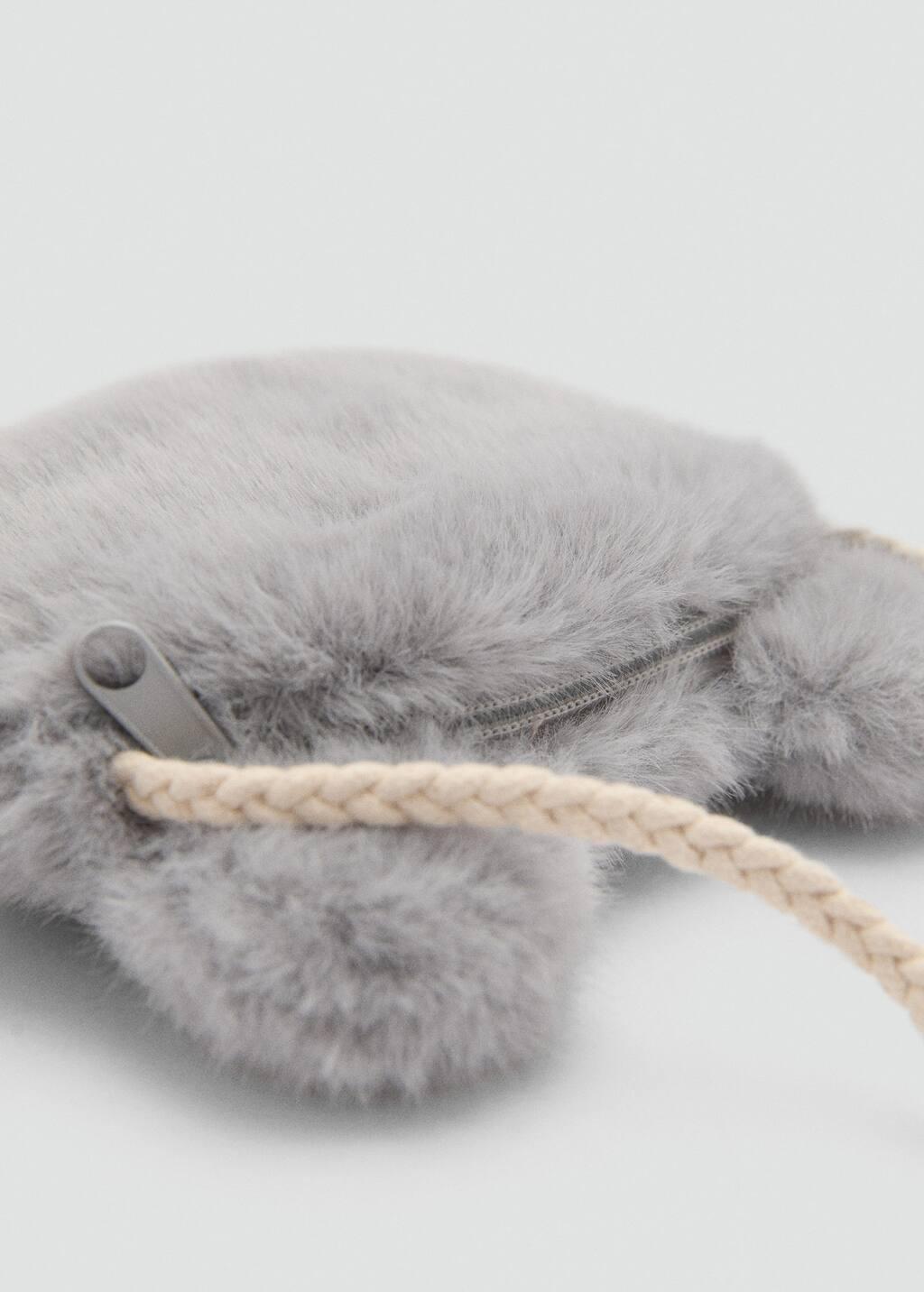 Grey Fur-Effect Shoulder Bag, Baby Girl, Grey, large image number 2
