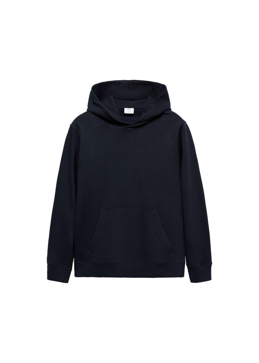Navy Cotton Kangaroo-Hooded Sweatshirt, , large image number 3