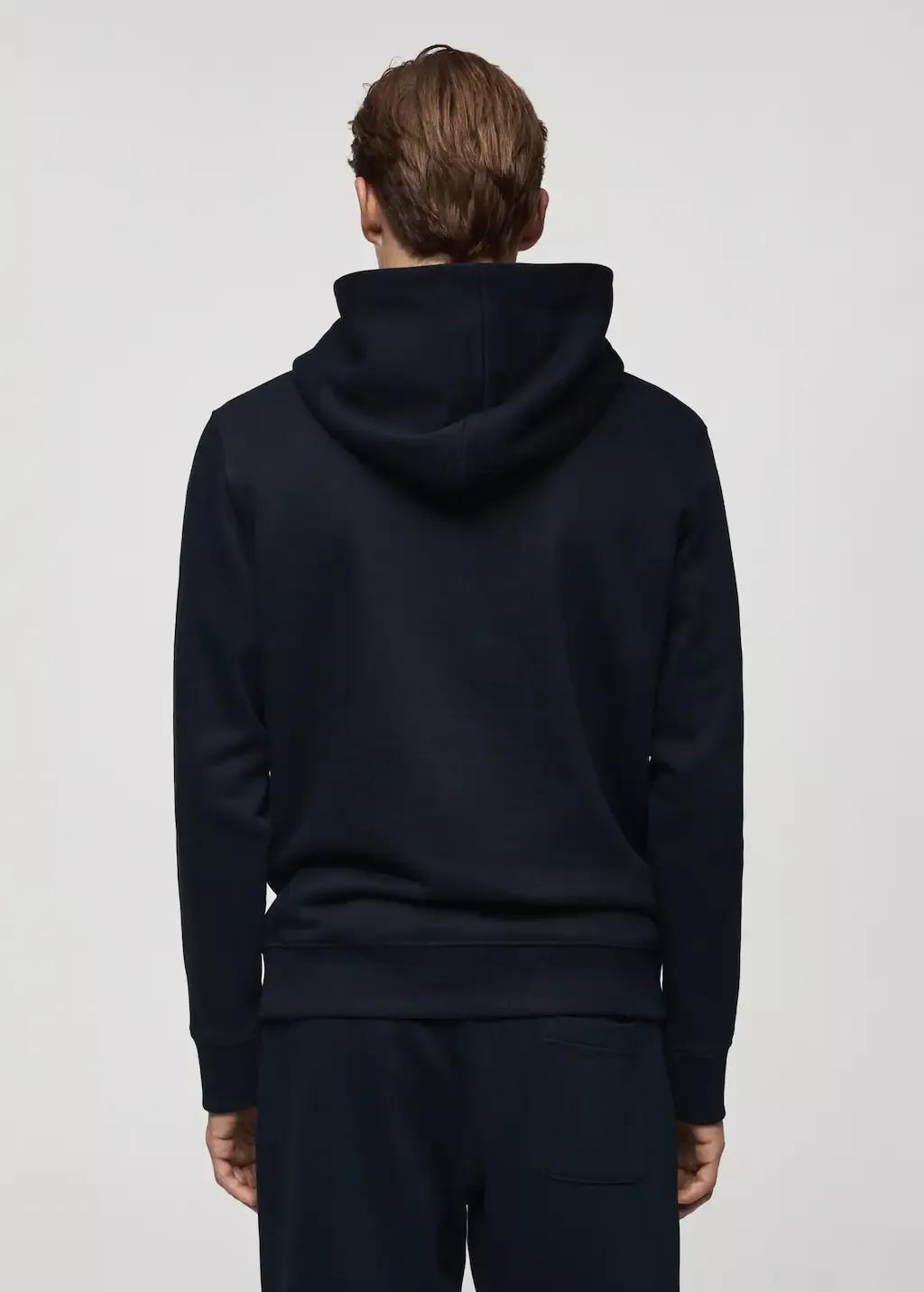 Navy Cotton Kangaroo-Hooded Sweatshirt, , large image number 5