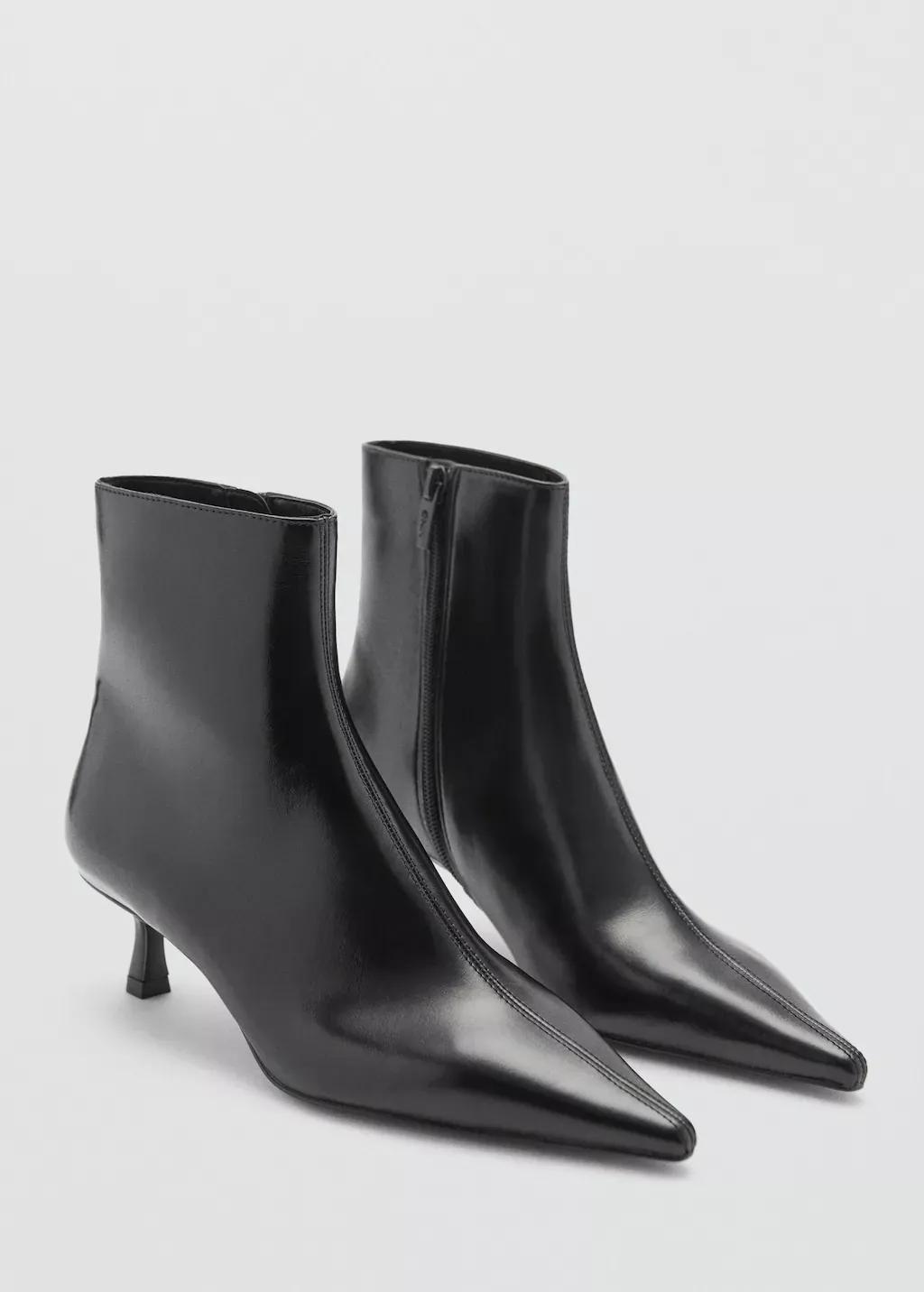 Black Kitten Heel Ankle Boots, , large image number 0