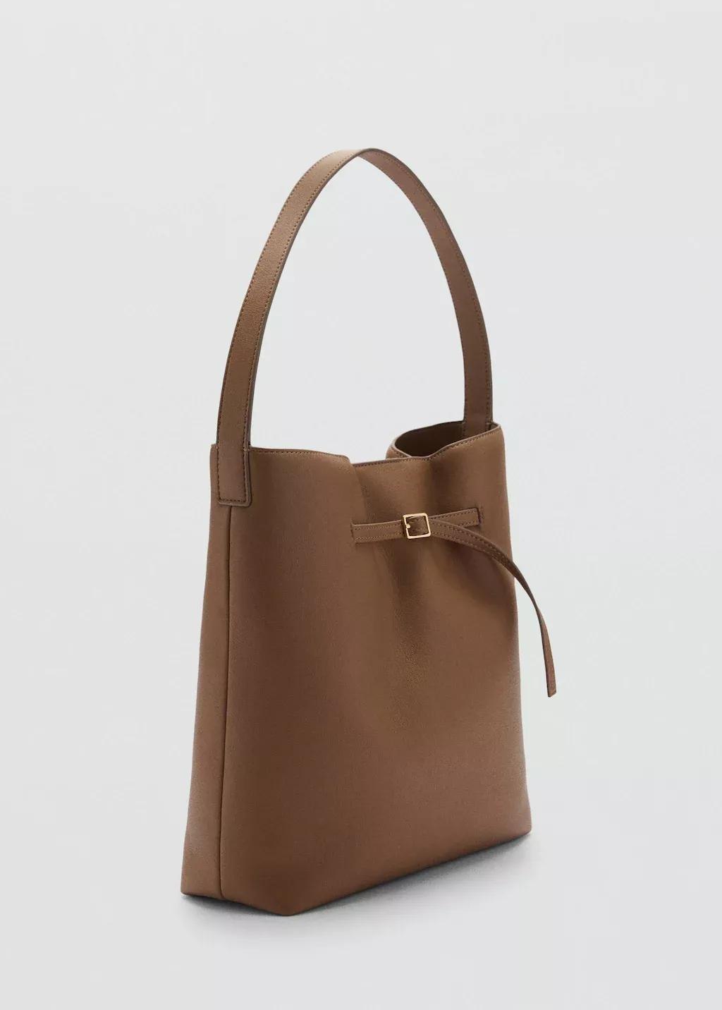 Brown Bucket Bag With Buckle, Medium Brown, large image number 0