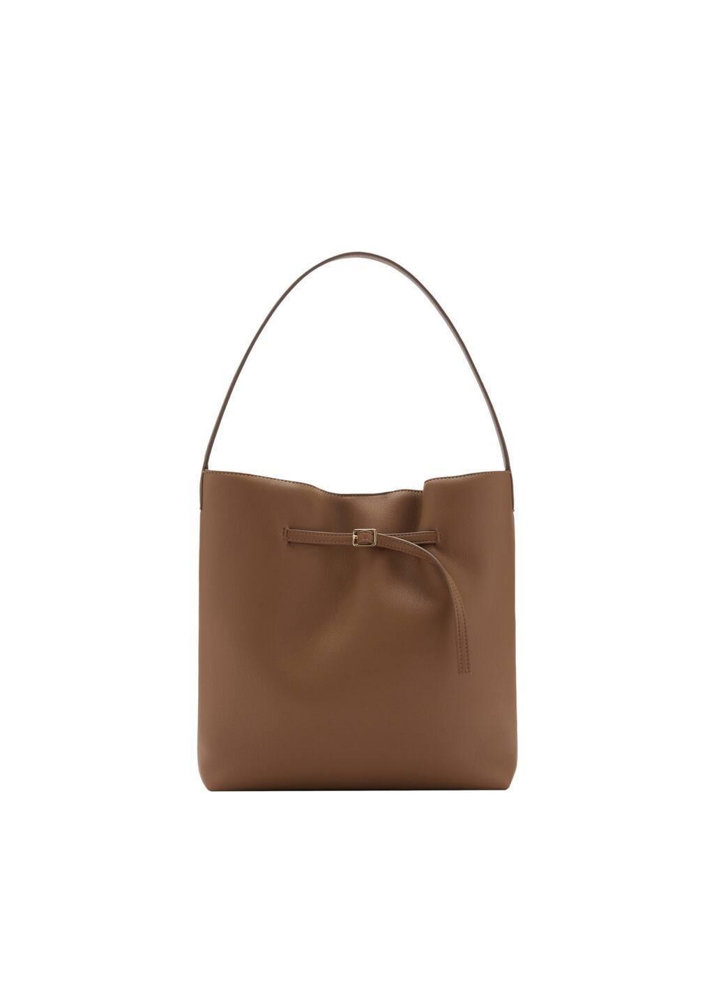 Brown Bucket Bag With Buckle, Medium Brown, large image number 3