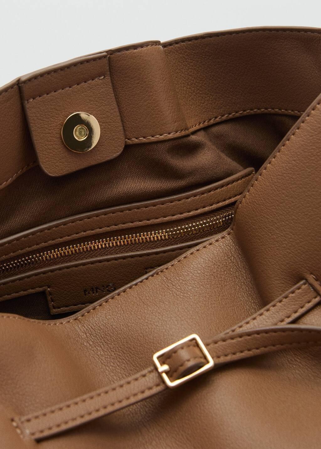 Brown Bucket Bag With Buckle, Medium Brown, large image number 5