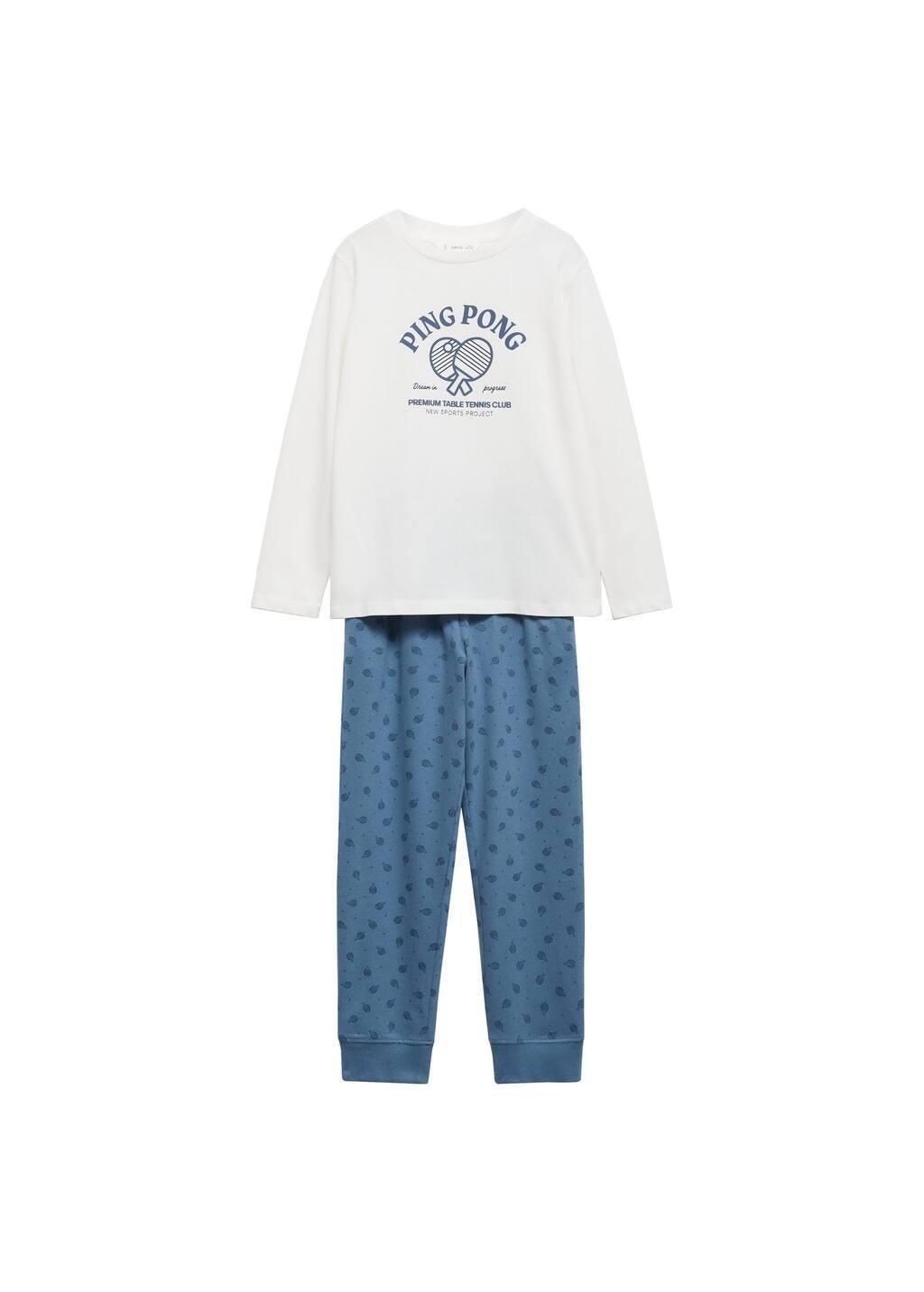 Blue Printed Long Pyjamas, Kids Boy, , large image number 0