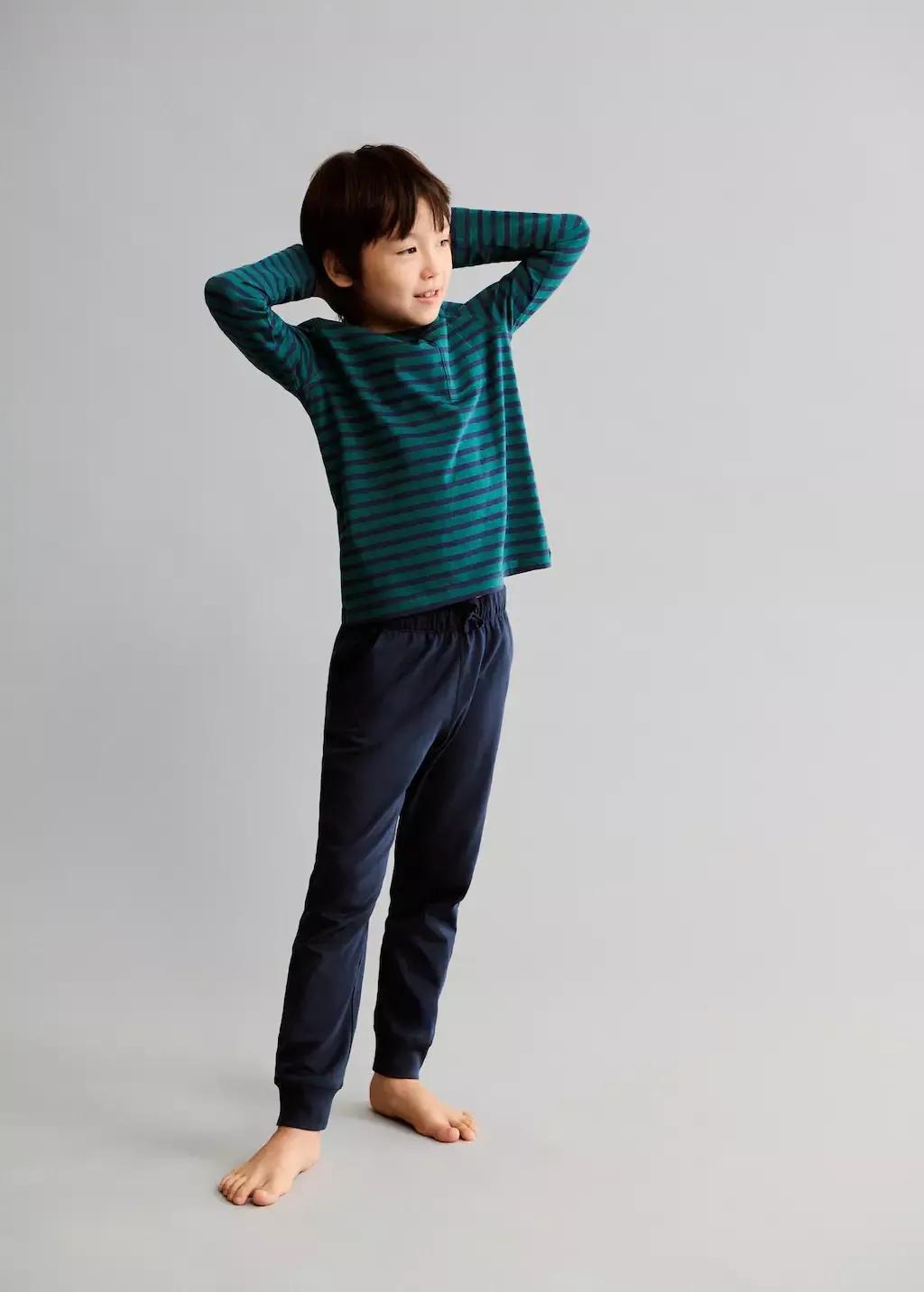GREEN Striped long pyjamas, Kids Boy, , large image number 3
