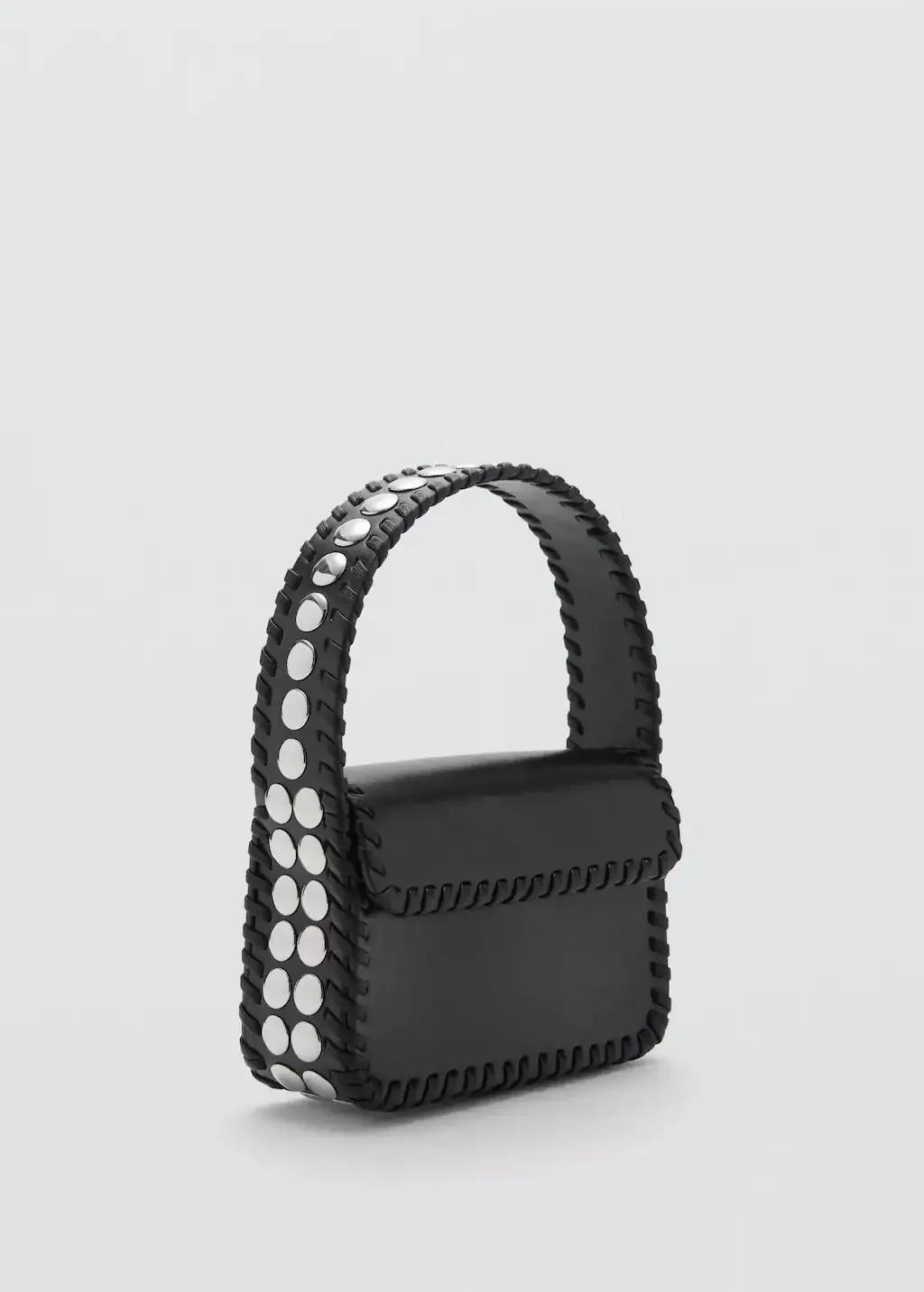 Black Studded Handbag, Black, large image number 0