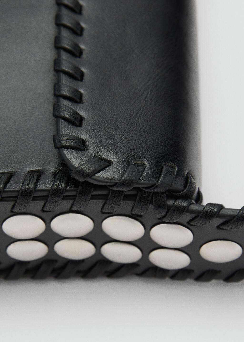 Black Studded Handbag, Black, large image number 4