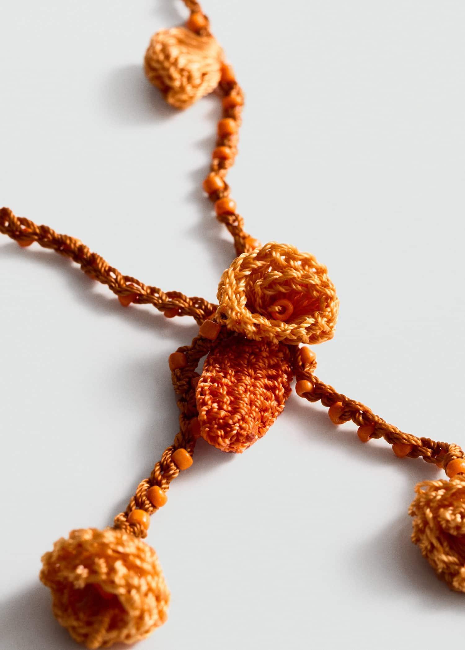 Orange Crochet Bead Necklace, Orange, large image number 0