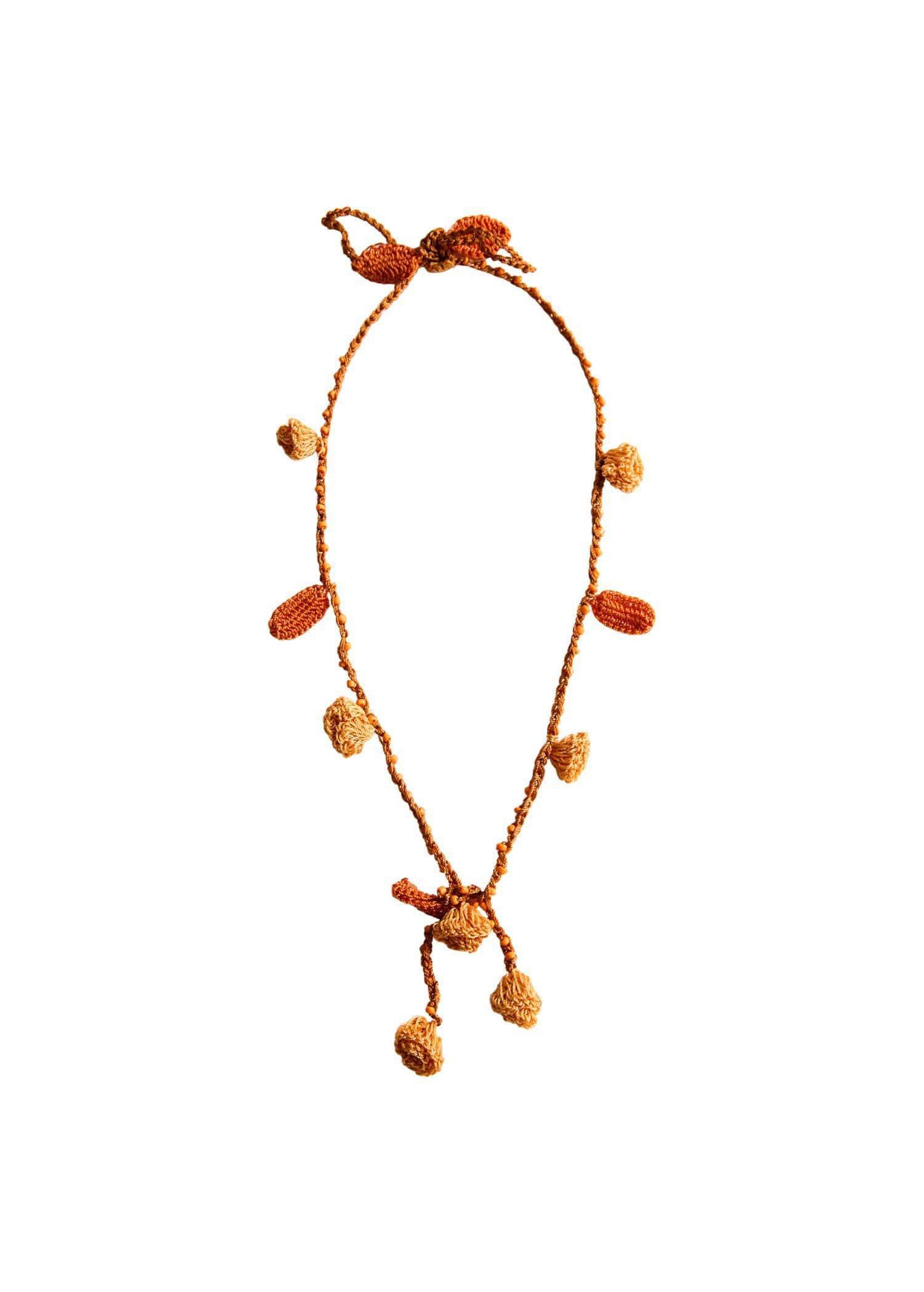 Orange Crochet Bead Necklace, Orange, large image number 2