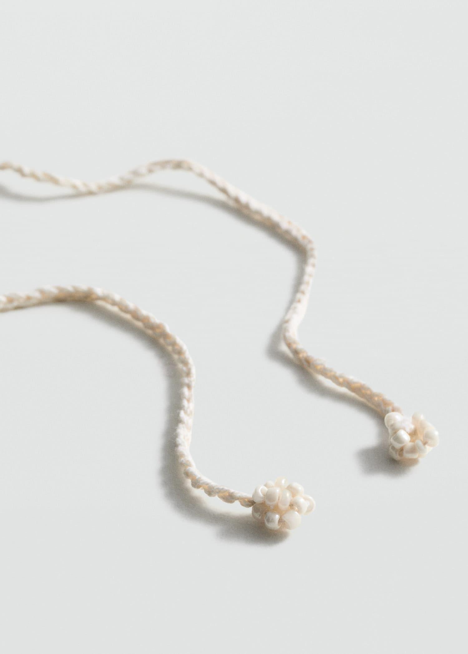 White Flower Choker Necklace, White, large image number 1