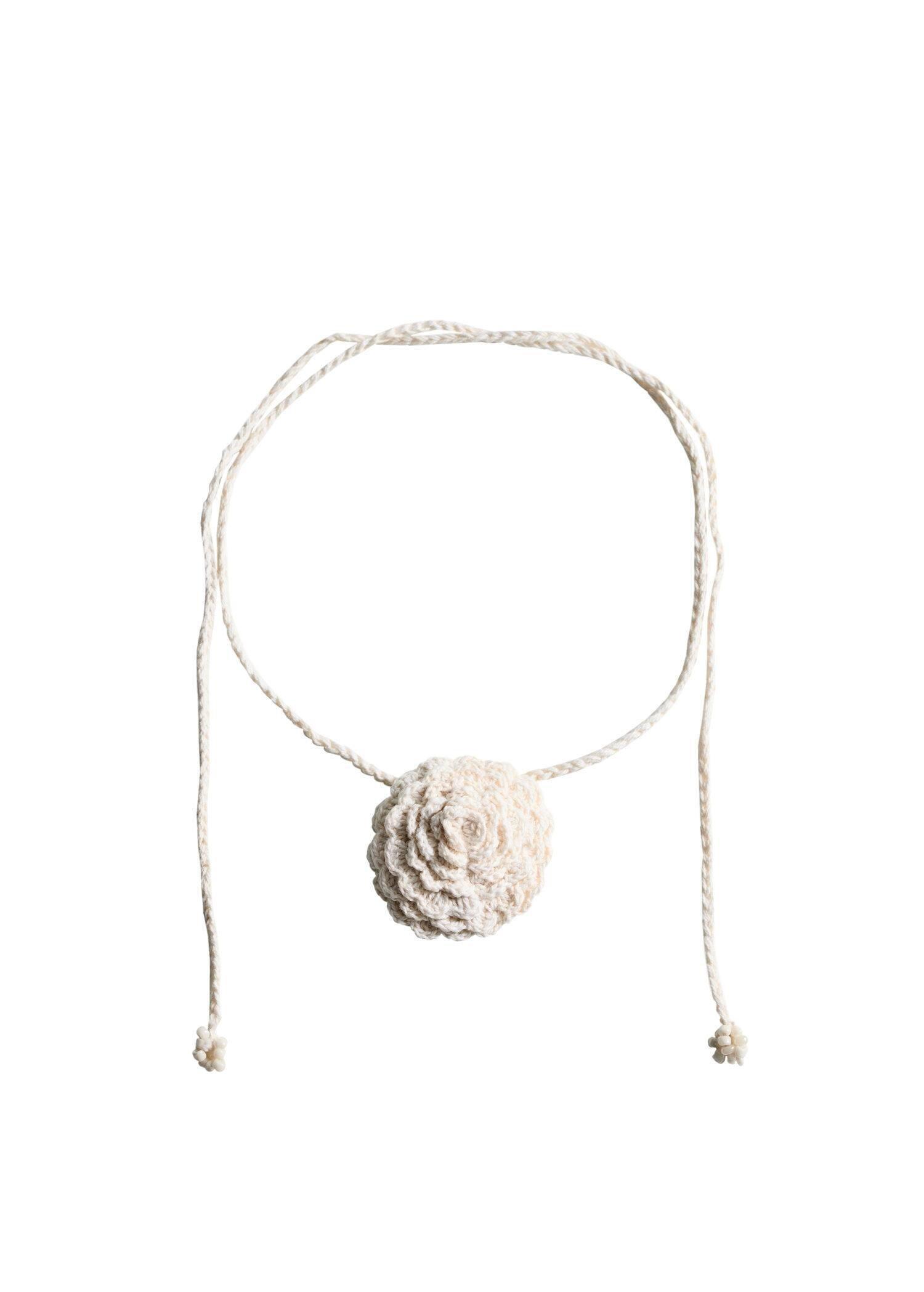 White Flower Choker Necklace, White, large image number 3