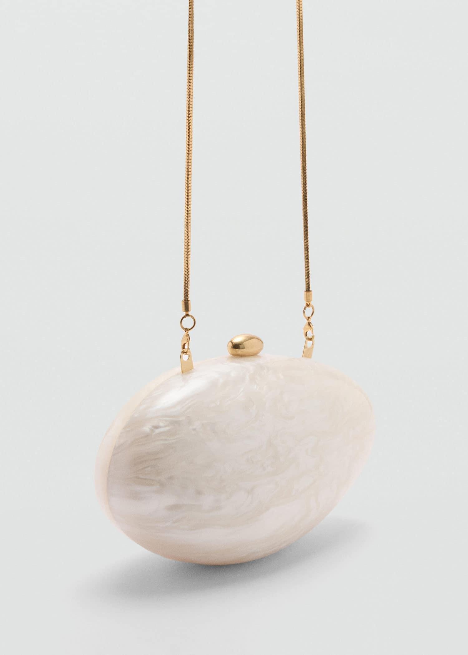 Cream Pearl-Effect Clutch Bag, Light Beige, large image number 1