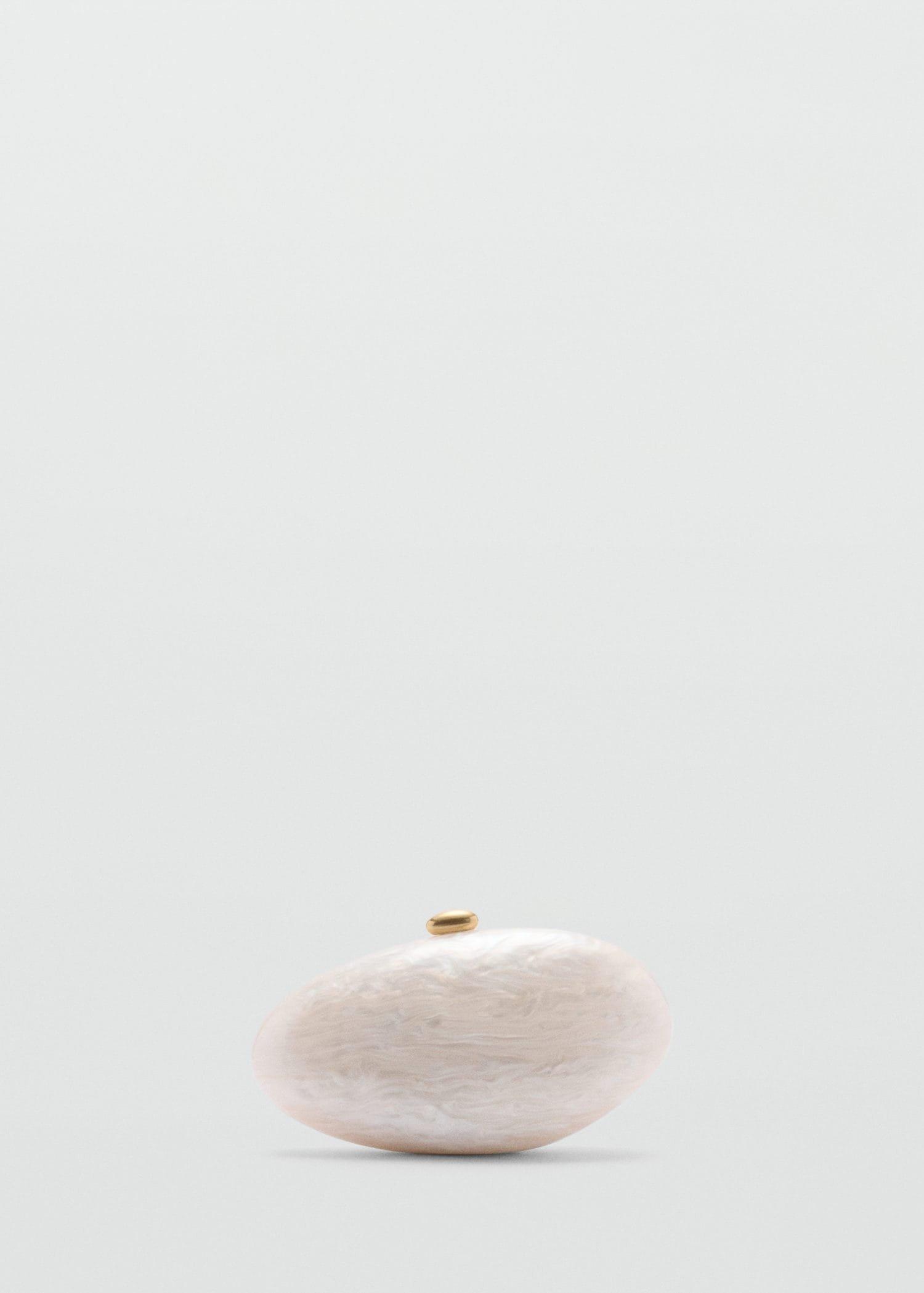 Cream Pearl-Effect Clutch Bag, Light Beige, large image number 2