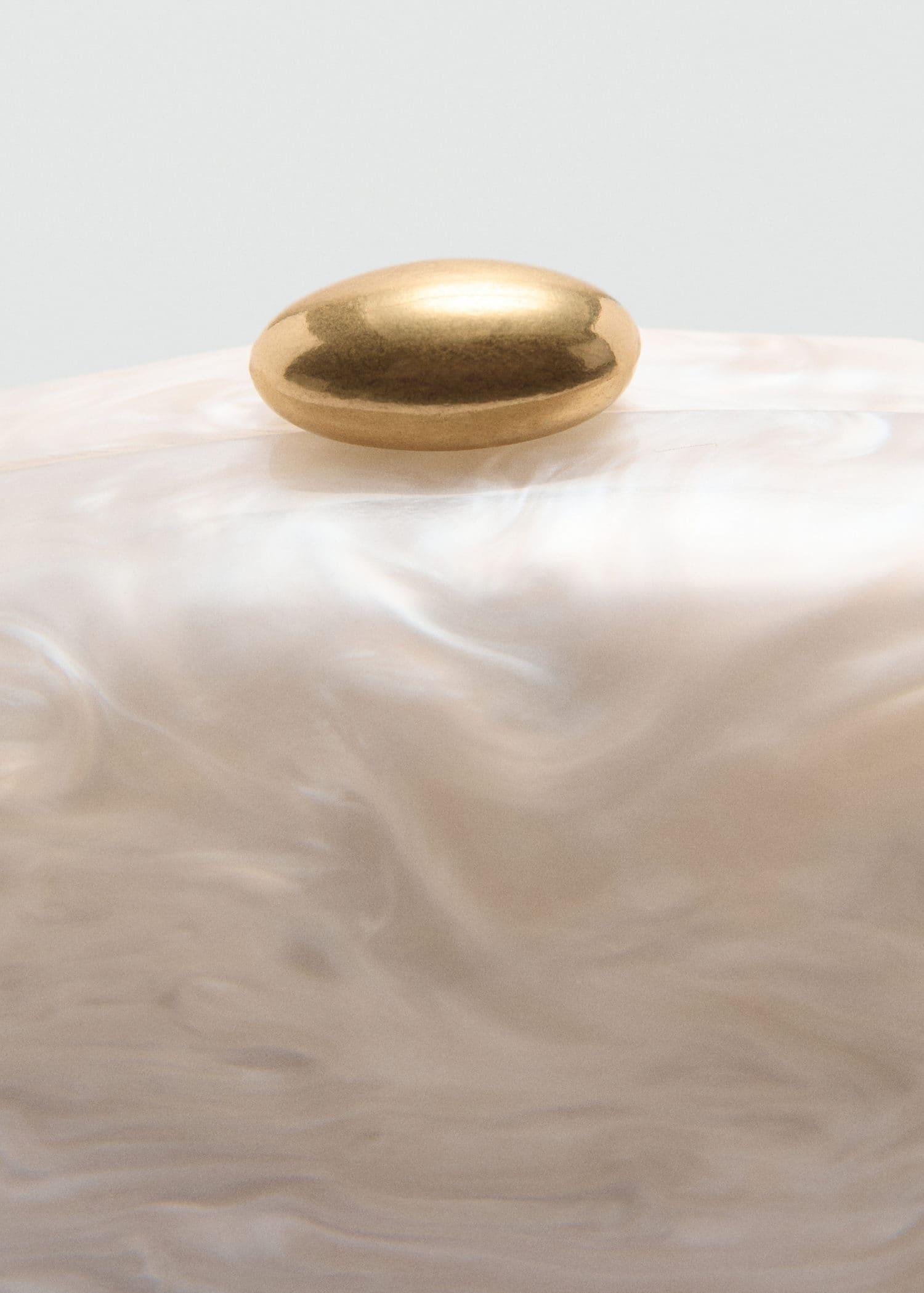 Cream Pearl-Effect Clutch Bag, Light Beige, large image number 3