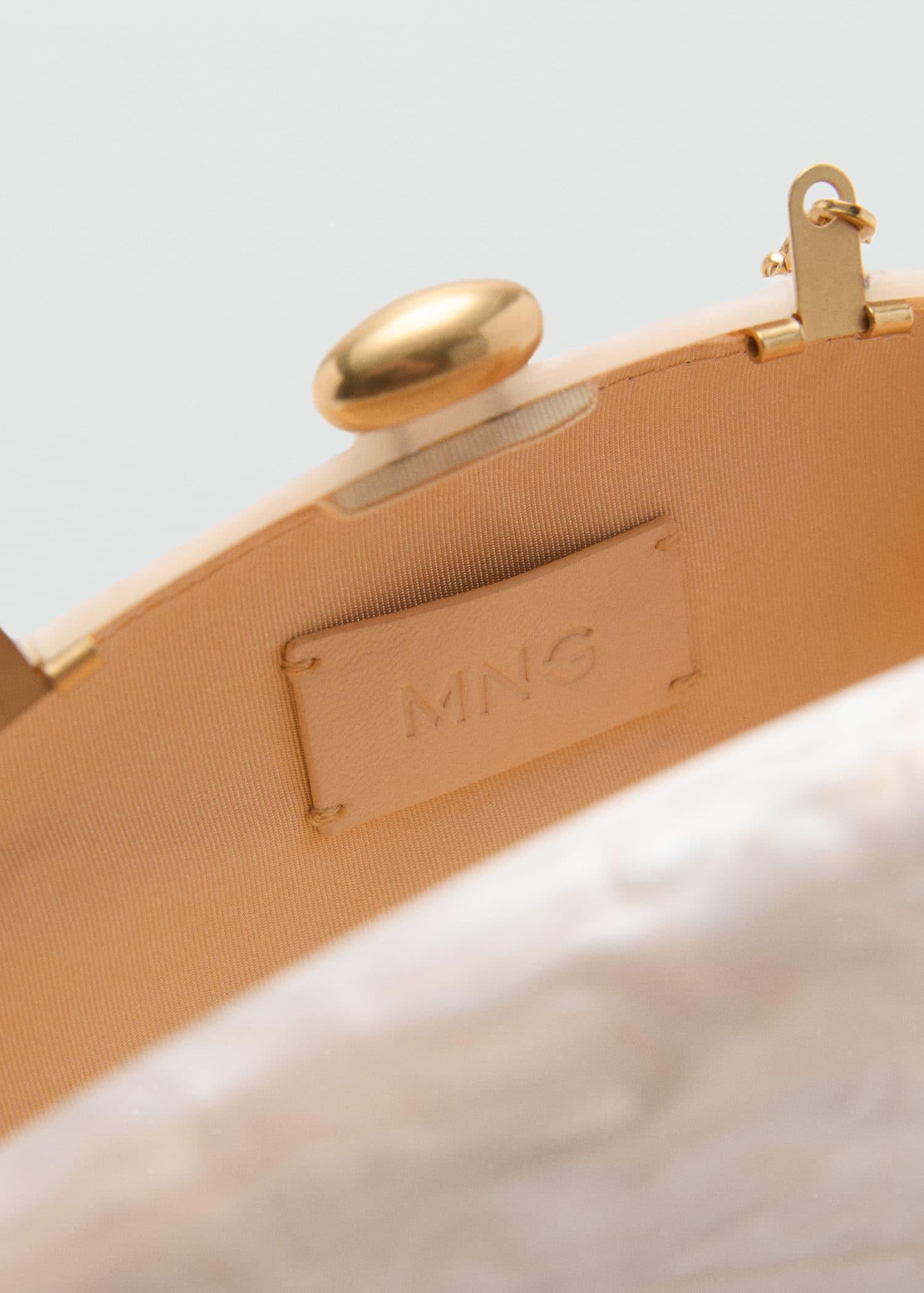 Cream Pearl-Effect Clutch Bag, Light Beige, large image number 5