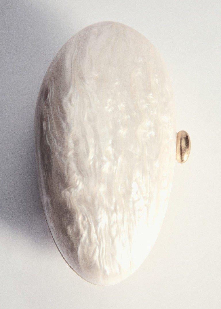 Cream Pearl-Effect Clutch Bag, Light Beige, large image number 8