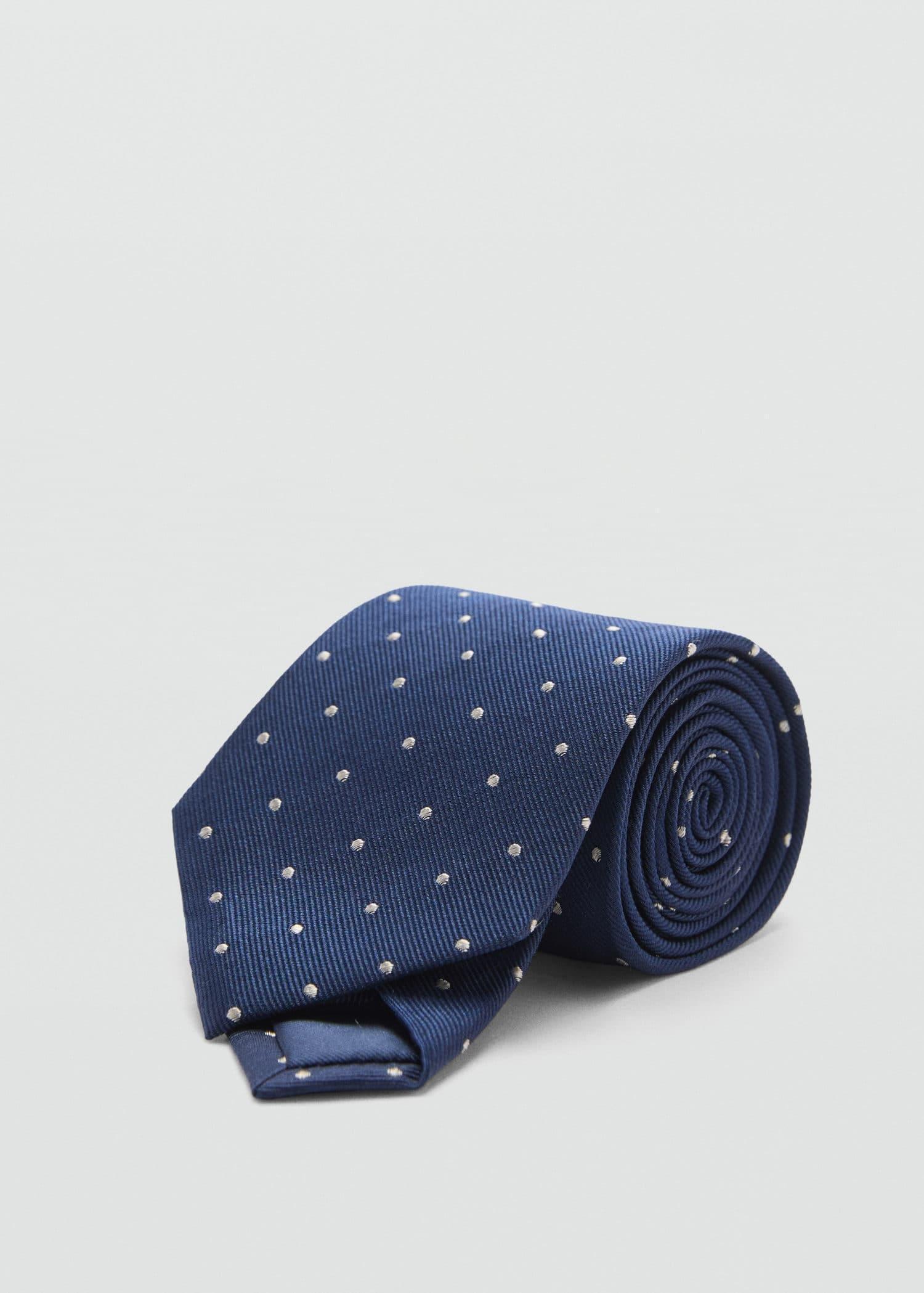 Blue Tie With Polka Dots, Navy, large image number 0