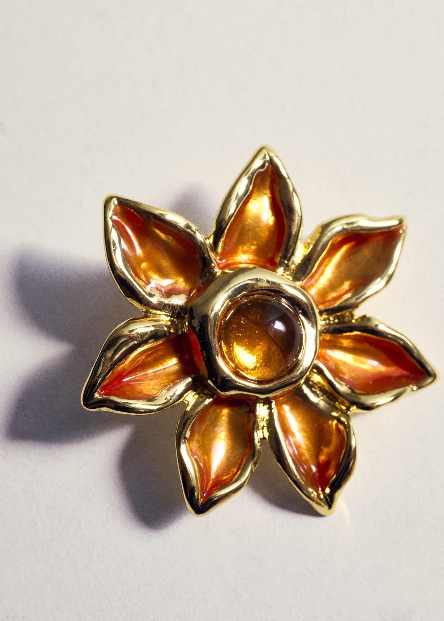 Orange Maxi Flower Earrings, Orange, large image number 2