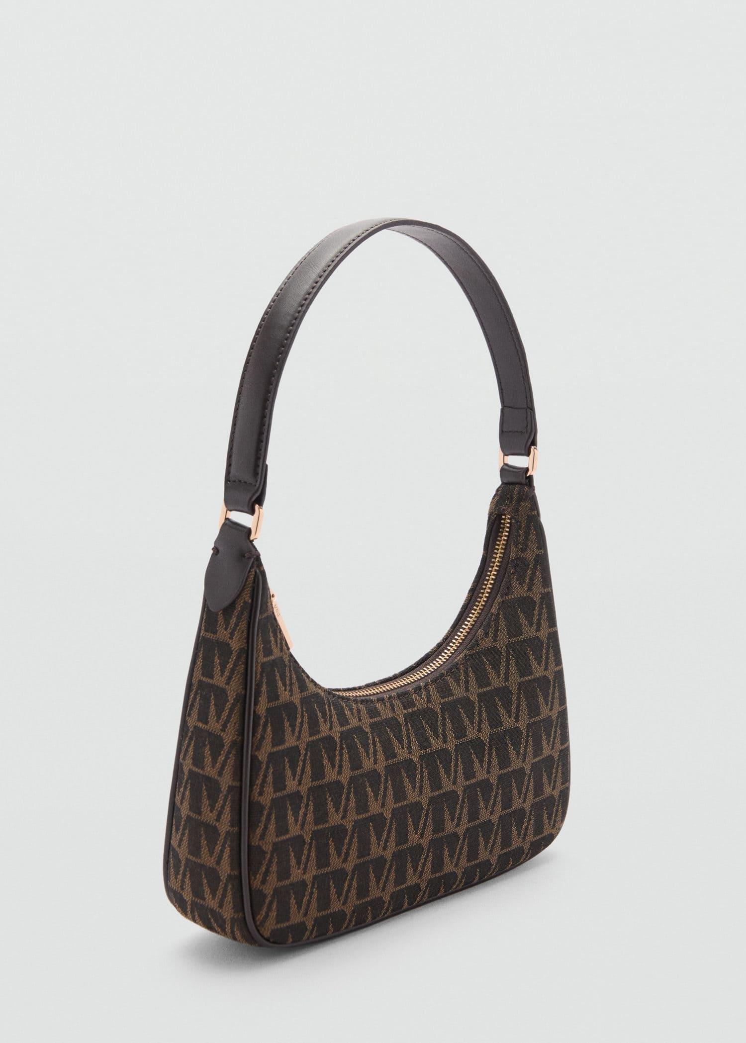 Brown Jacquard Shoulder Bag, Dark Brown, large image number 0