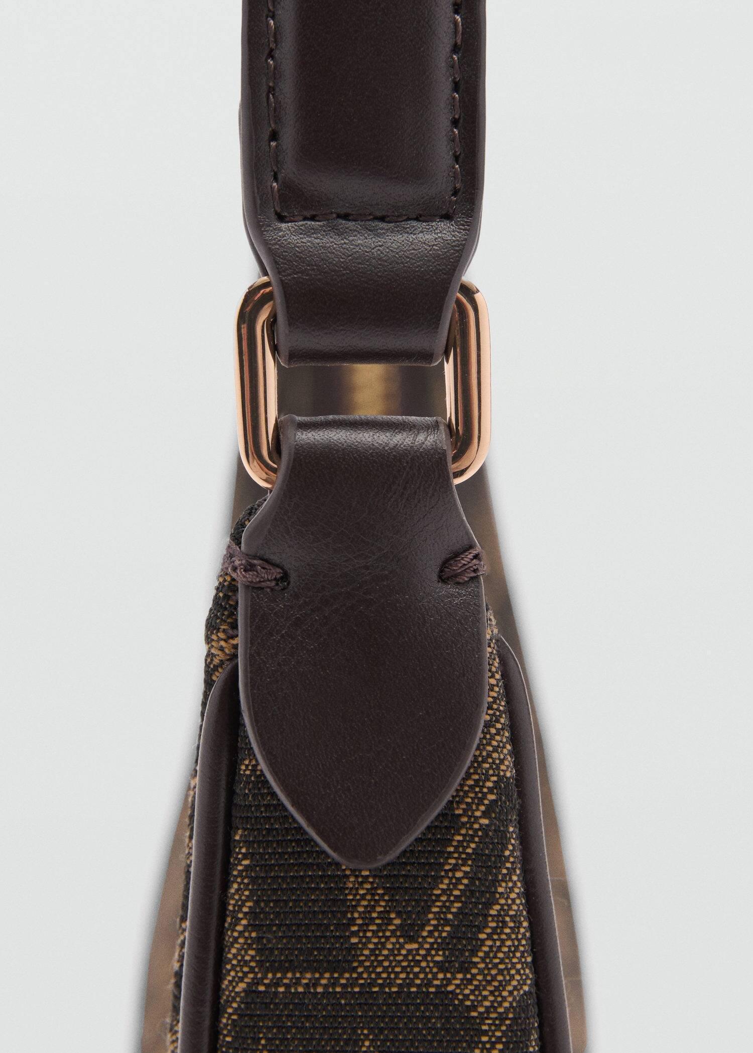 Brown Jacquard Shoulder Bag, Dark Brown, large image number 1