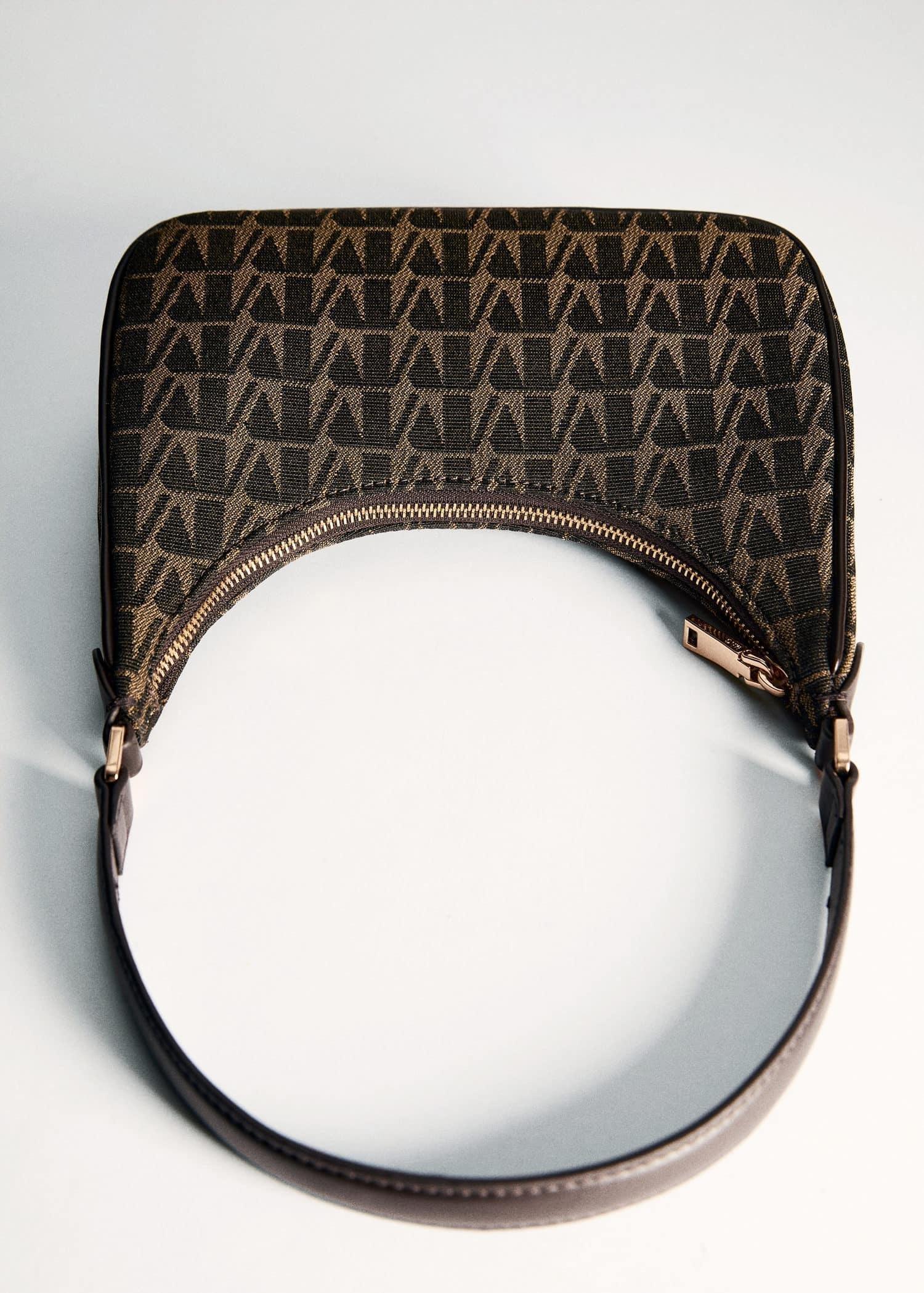 Brown Jacquard Shoulder Bag, Dark Brown, large image number 2