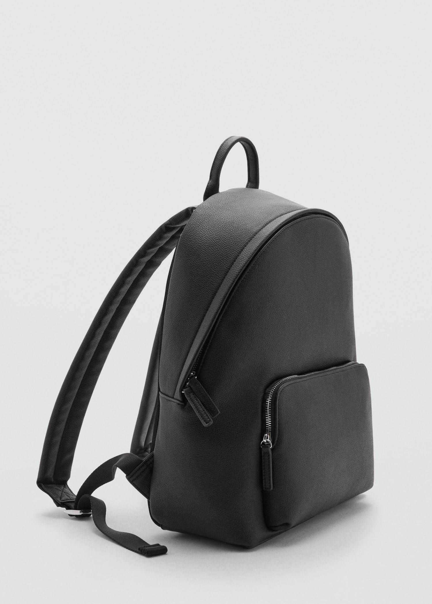 Black Leather-Effect Backpack, Black, large image number 0