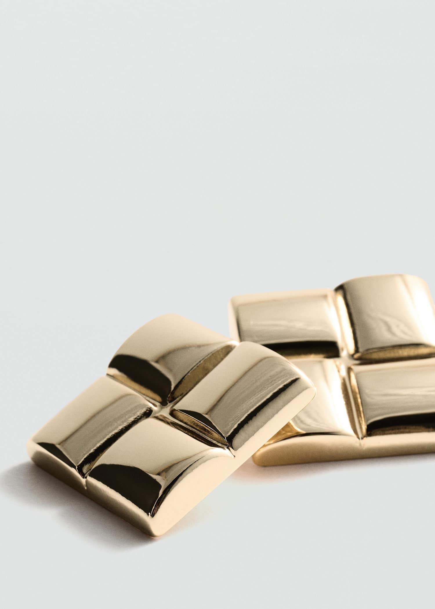 Gold Earrings With Geometric Relief, Gold, large image number 0