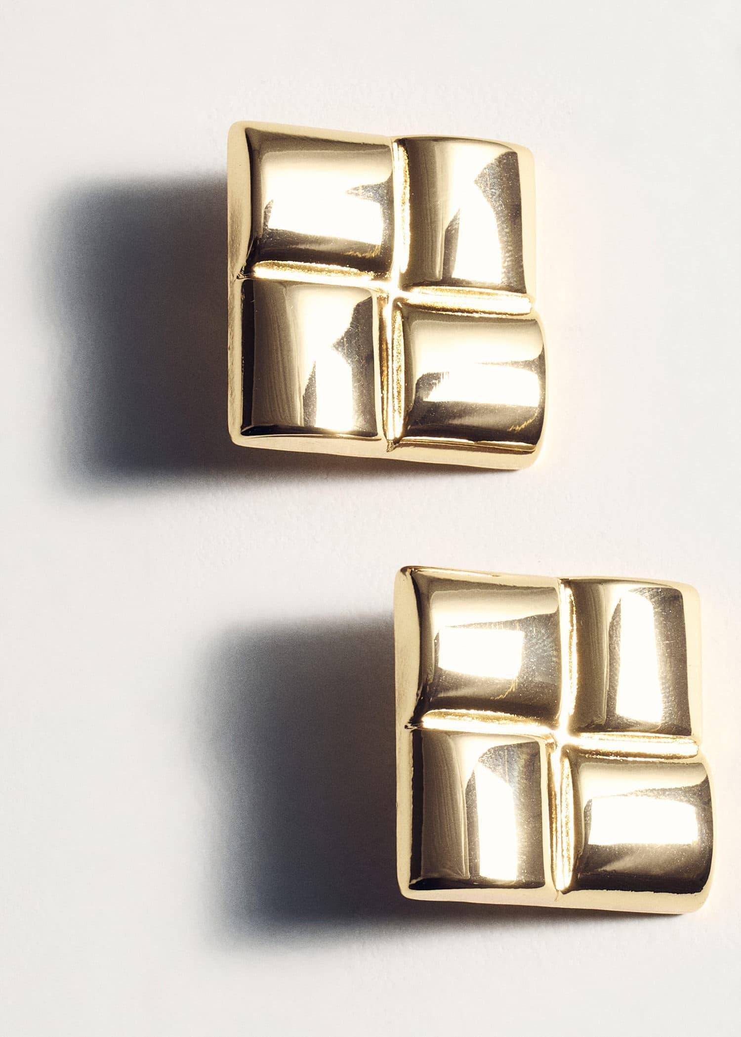 Gold Earrings With Geometric Relief, Gold, large image number 1