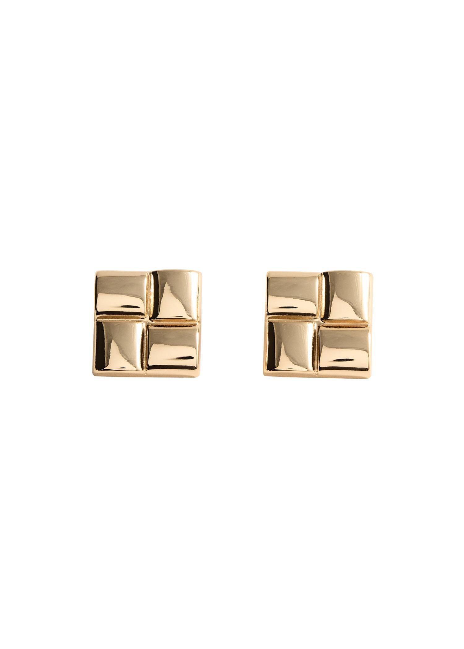 Gold Earrings With Geometric Relief, Gold, large image number 2