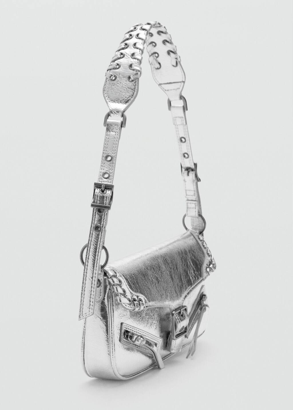 Silver Shoulder Bag With Buckle, Silver, large image number 0
