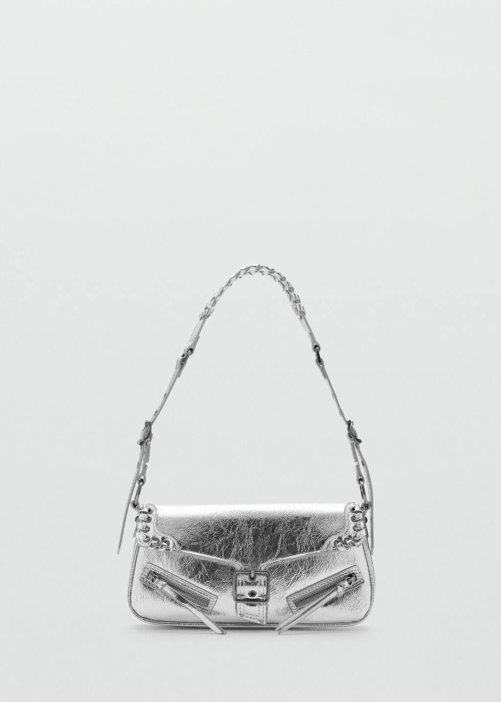 Silver Shoulder Bag With Buckle, Silver, large image number 3
