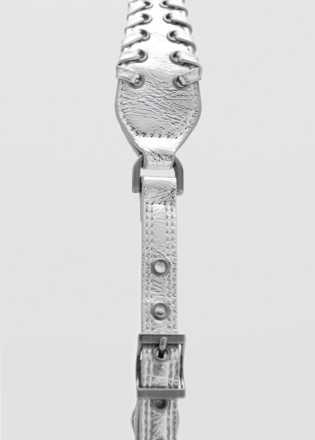 Silver Shoulder Bag With Buckle, Silver, large image number 5