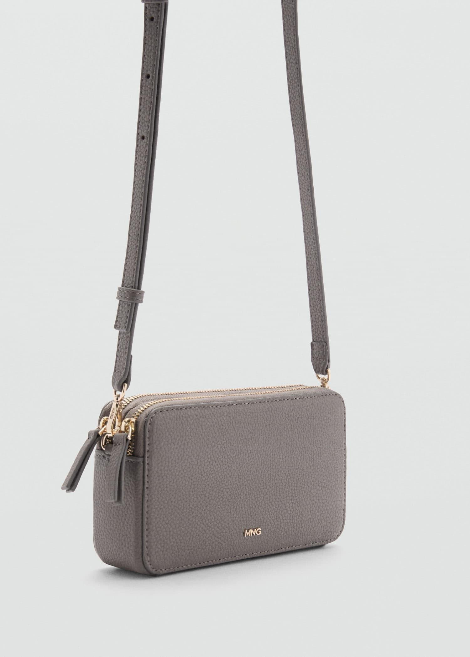 Grey Shoulder Bag With Double Zip, Grey, large image number 0